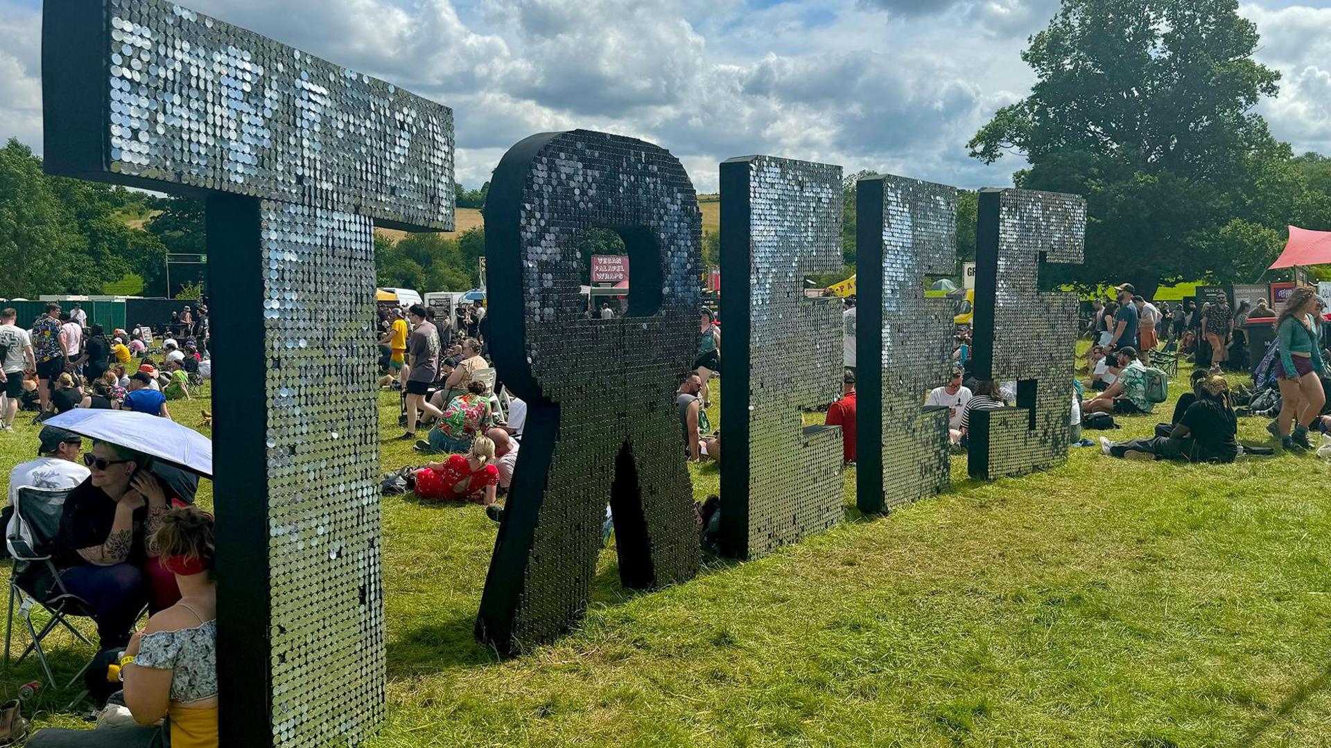 A signing reading Trees at the festival