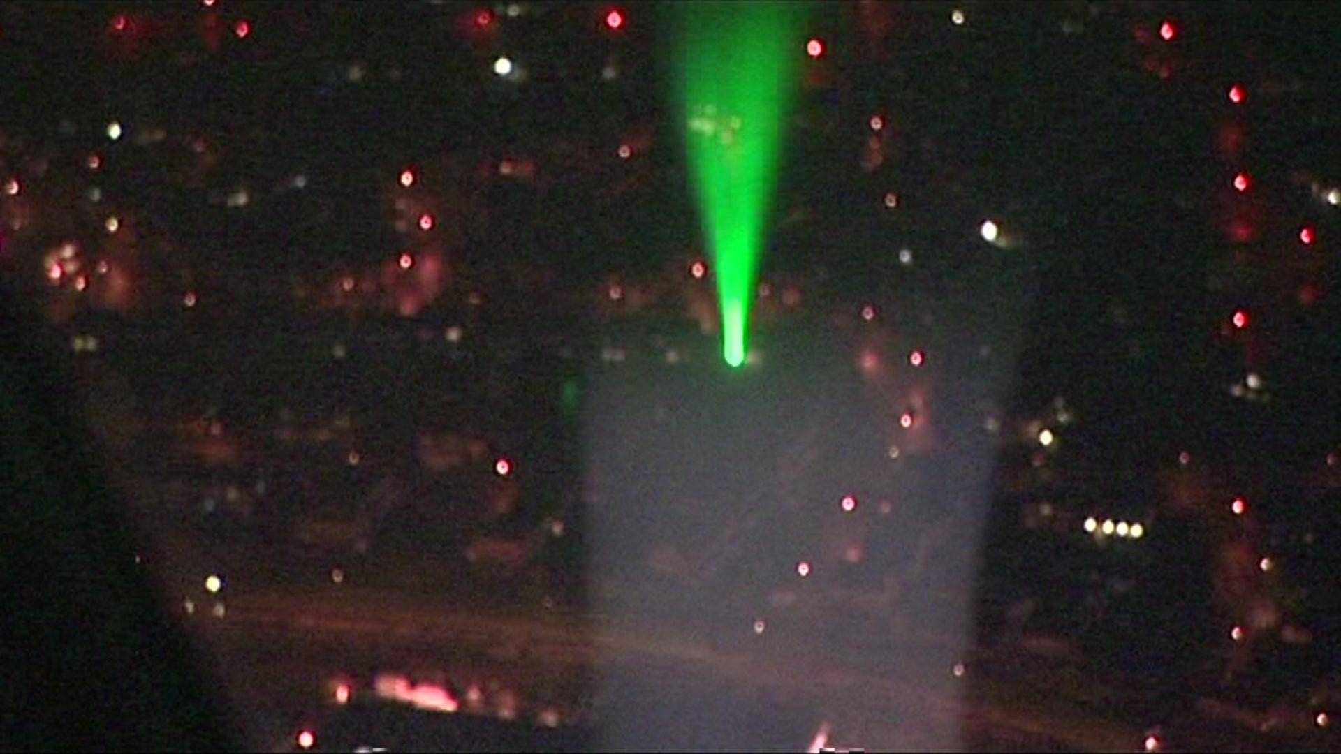 Laser being directed at the sky