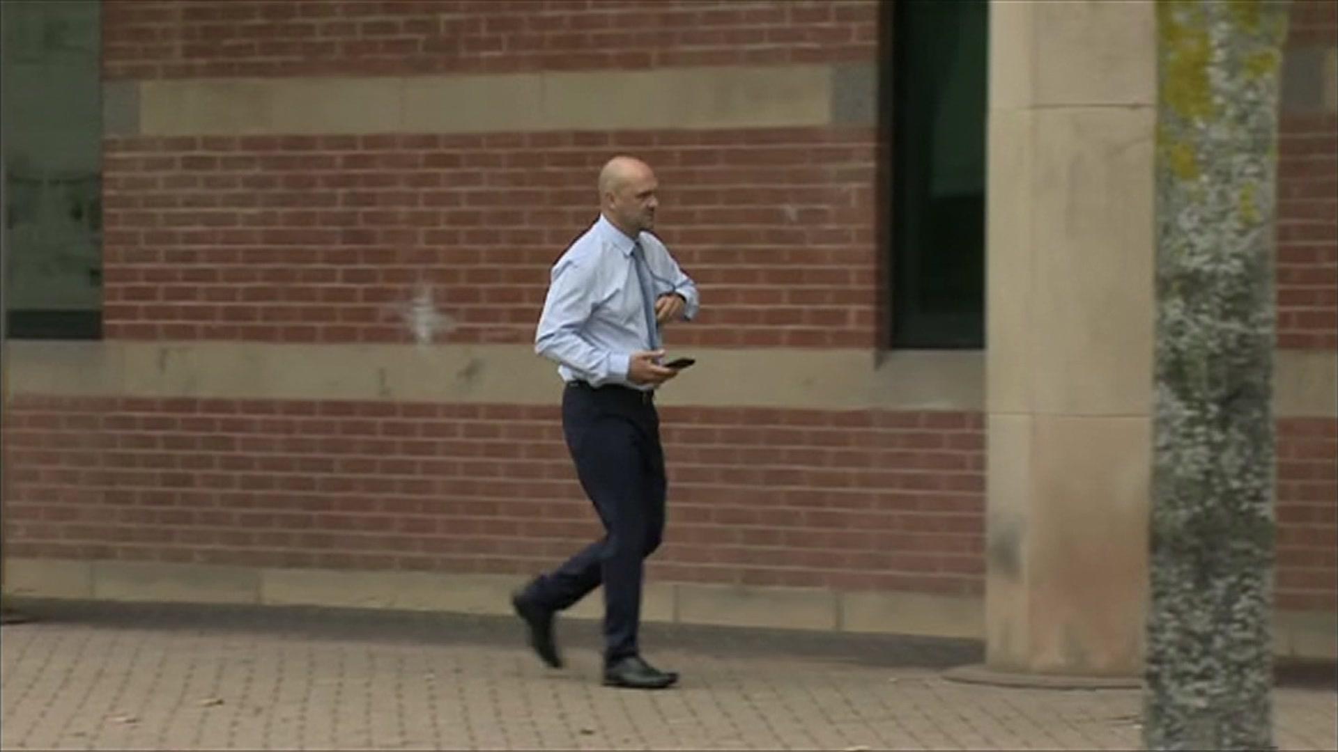 Cleveland PC Neal Murray arriving at court