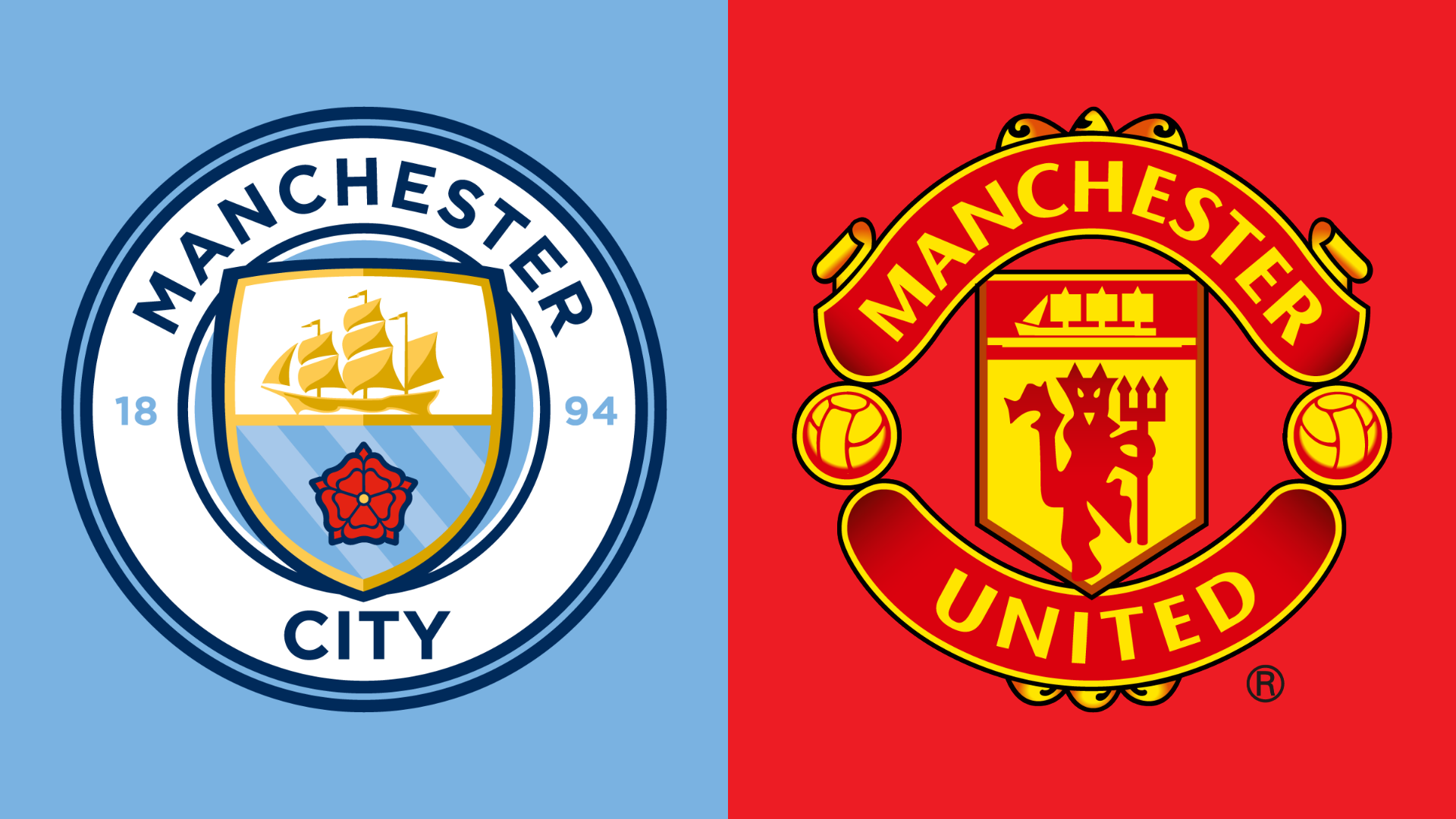 Manchester City and Manchester United club badges
