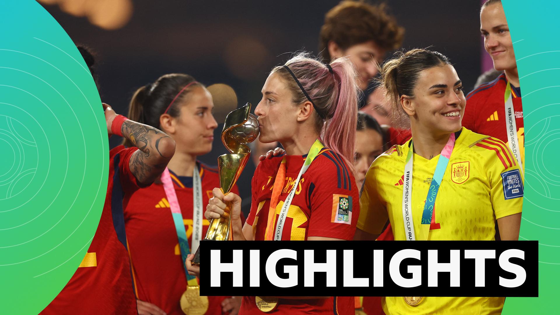 Spain celebrate winning the Women's World Cup