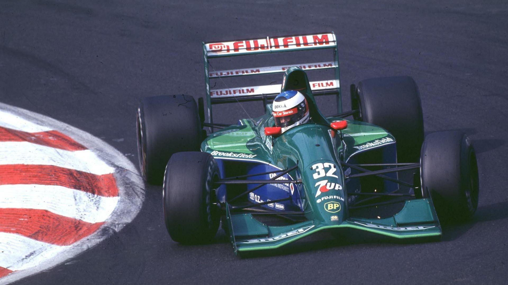 Michael Schumacher driving the Jordan 191 at the 1991 Belgium Grand Prix