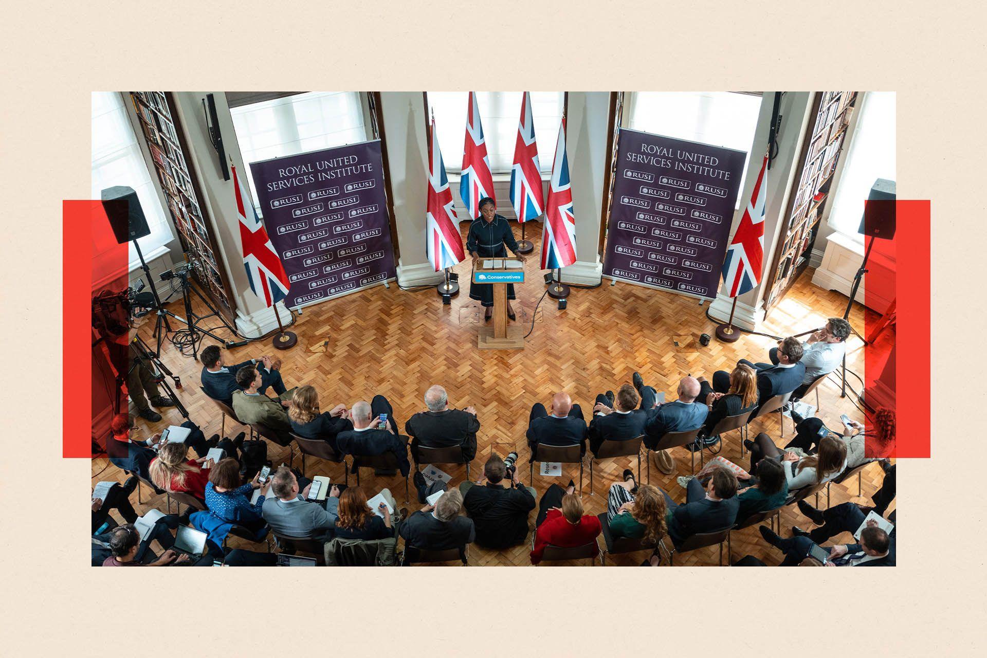 Kemi Badenoch delivers a speech 