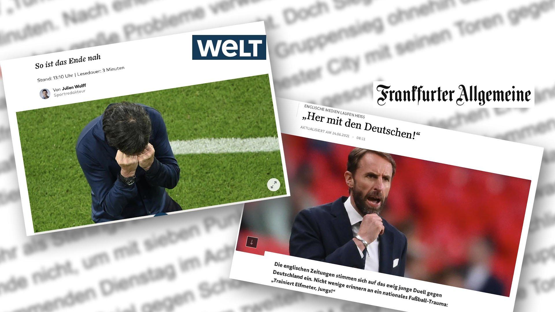 Screen grabs from Welt and FAZ newspapers