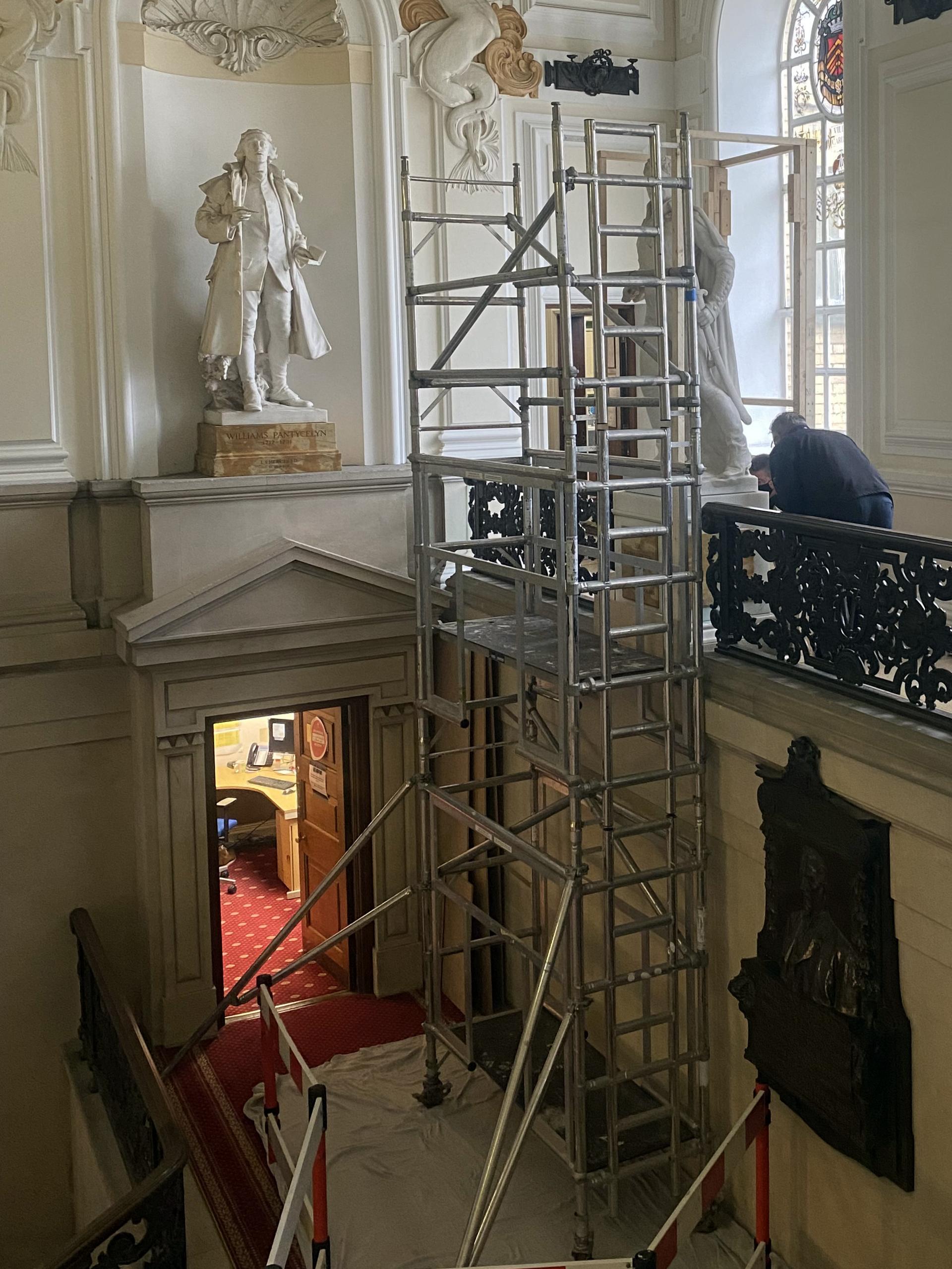 The Picton statue in City Hall being inspected last month