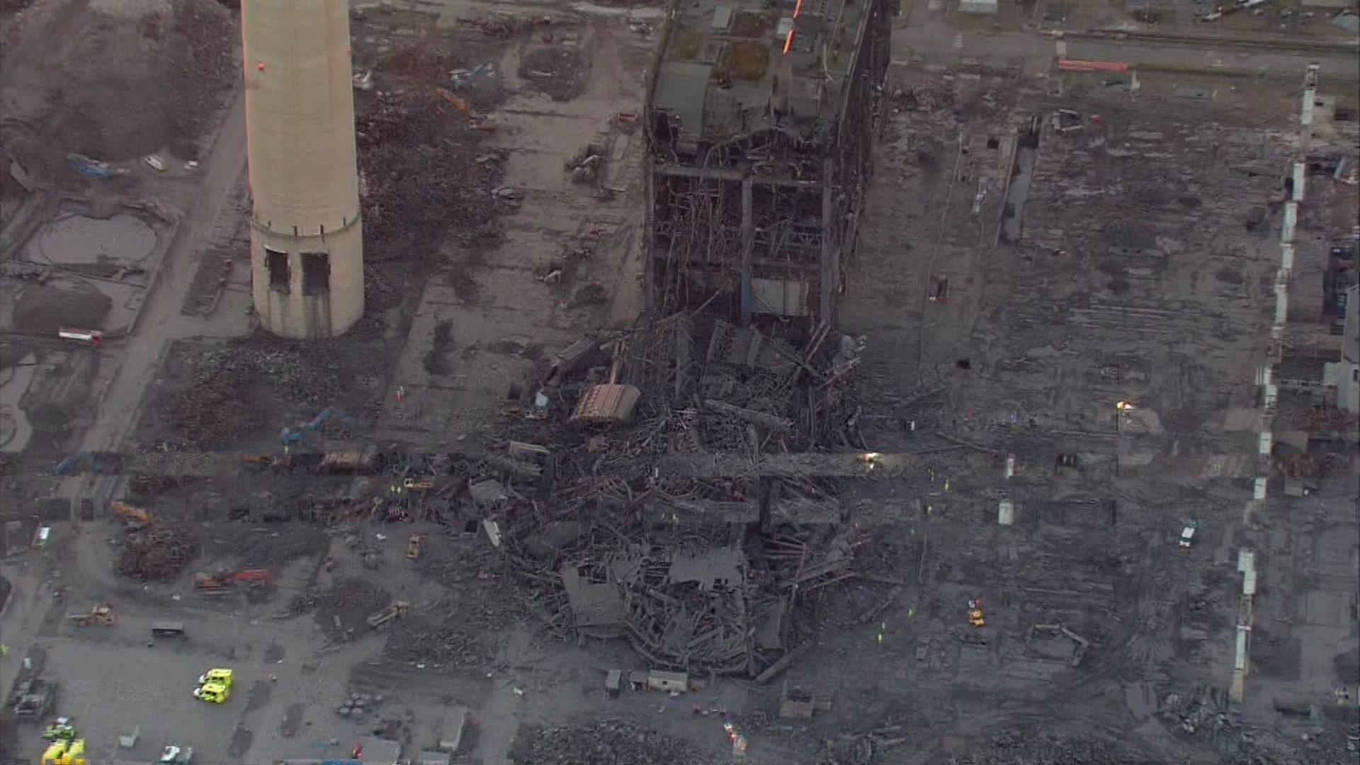 Aerial footage of incident at Didcot Power Station