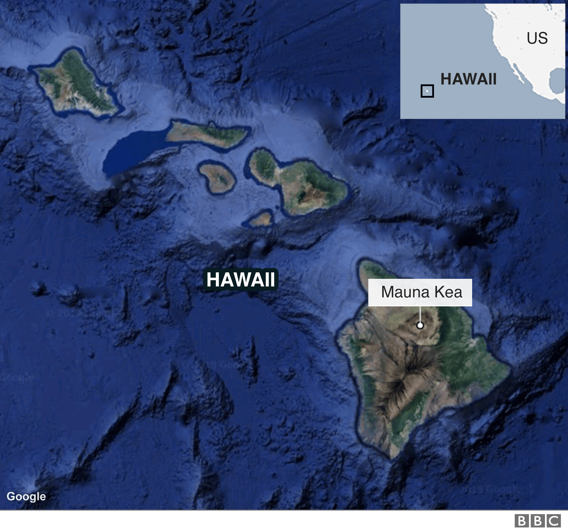 A map shows the location of the Mauna Kea