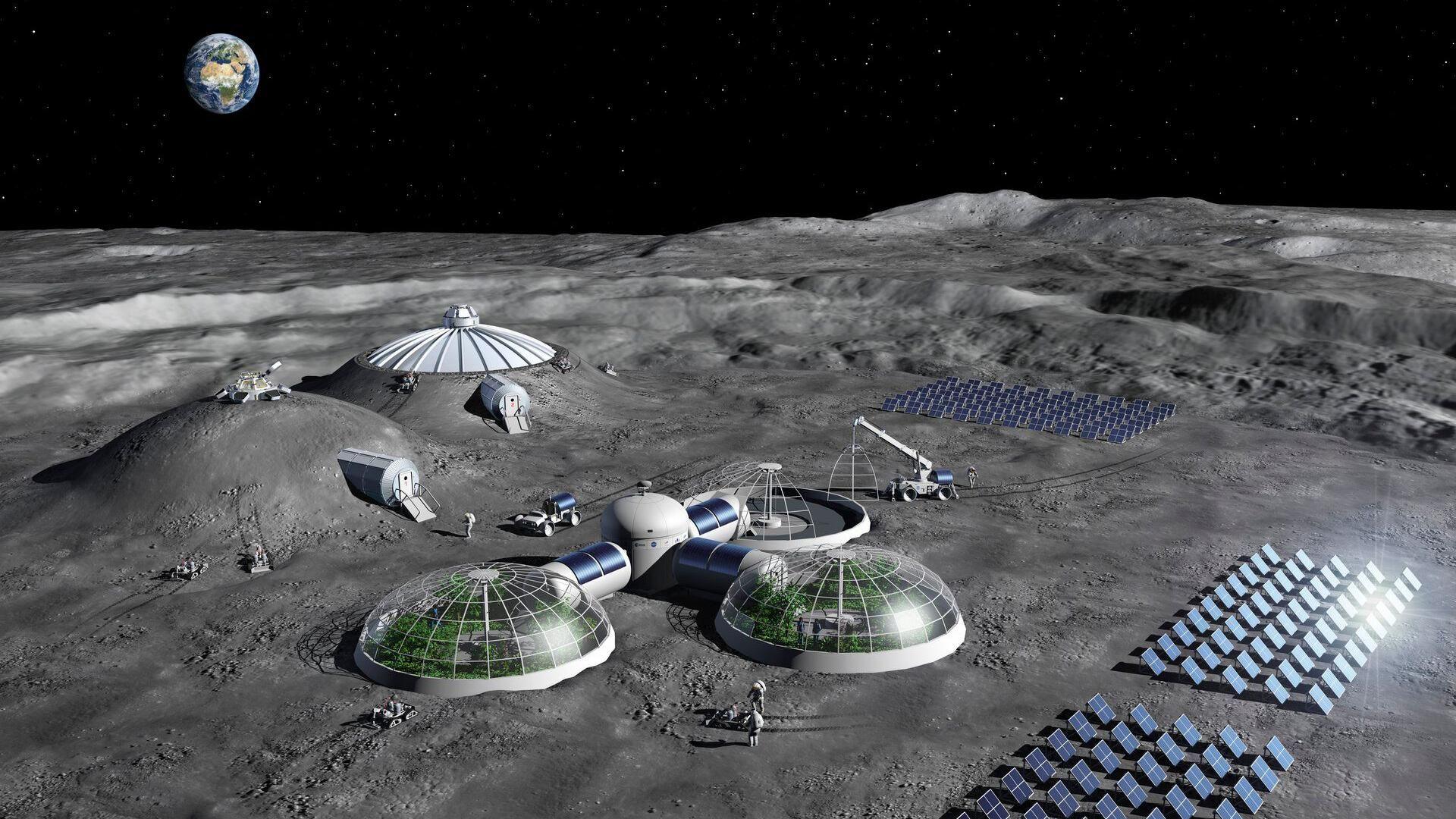 artists impression of a prospective moon base