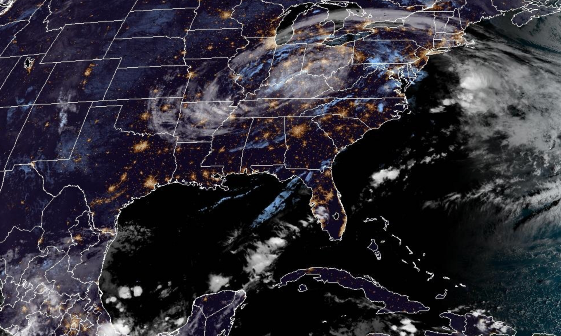 Satellite imagery of hurricane Helene.