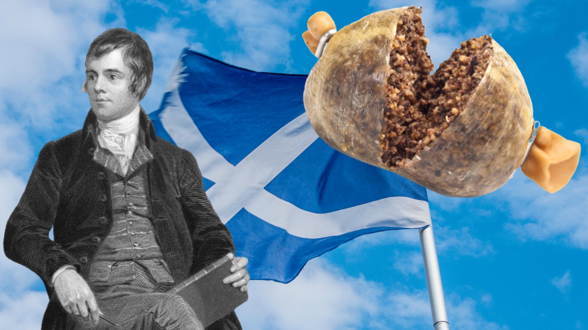 Burns, Scottish Flag and Haggis