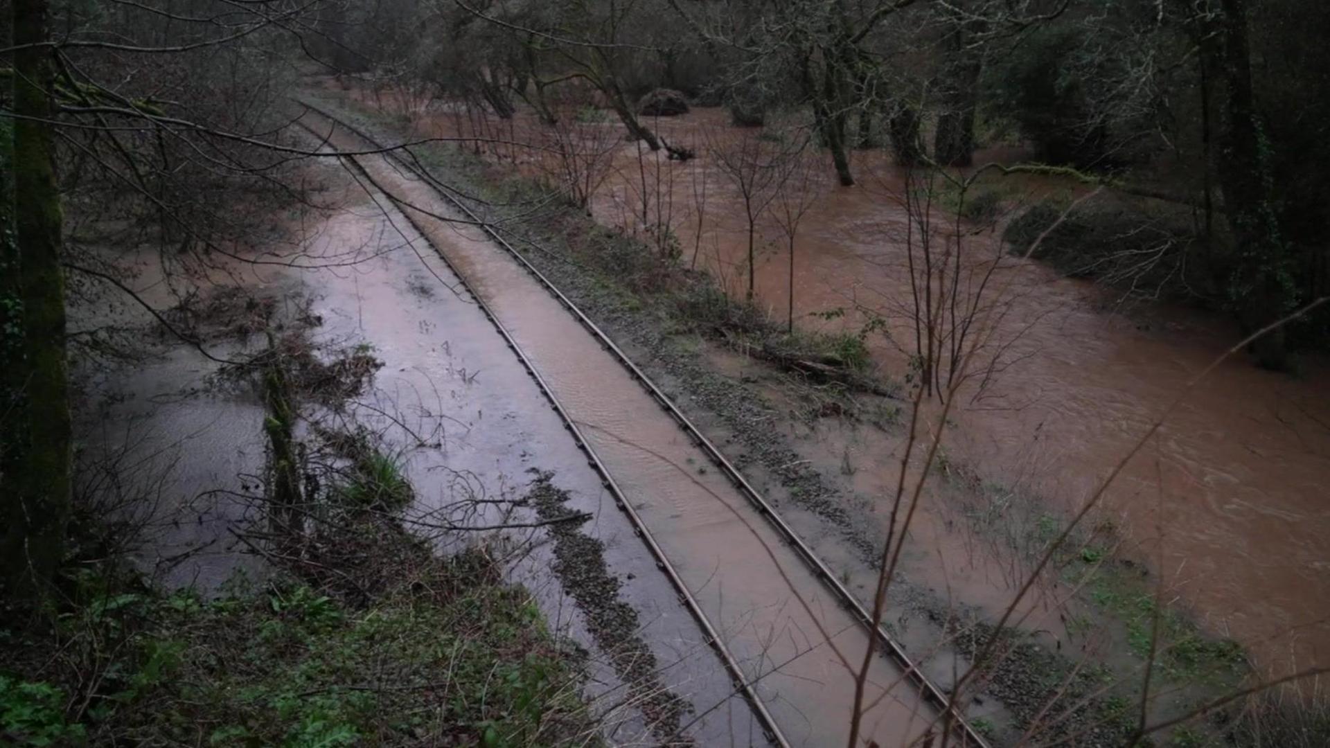 Flooding on the Liskeard to Looe line in Cornwall