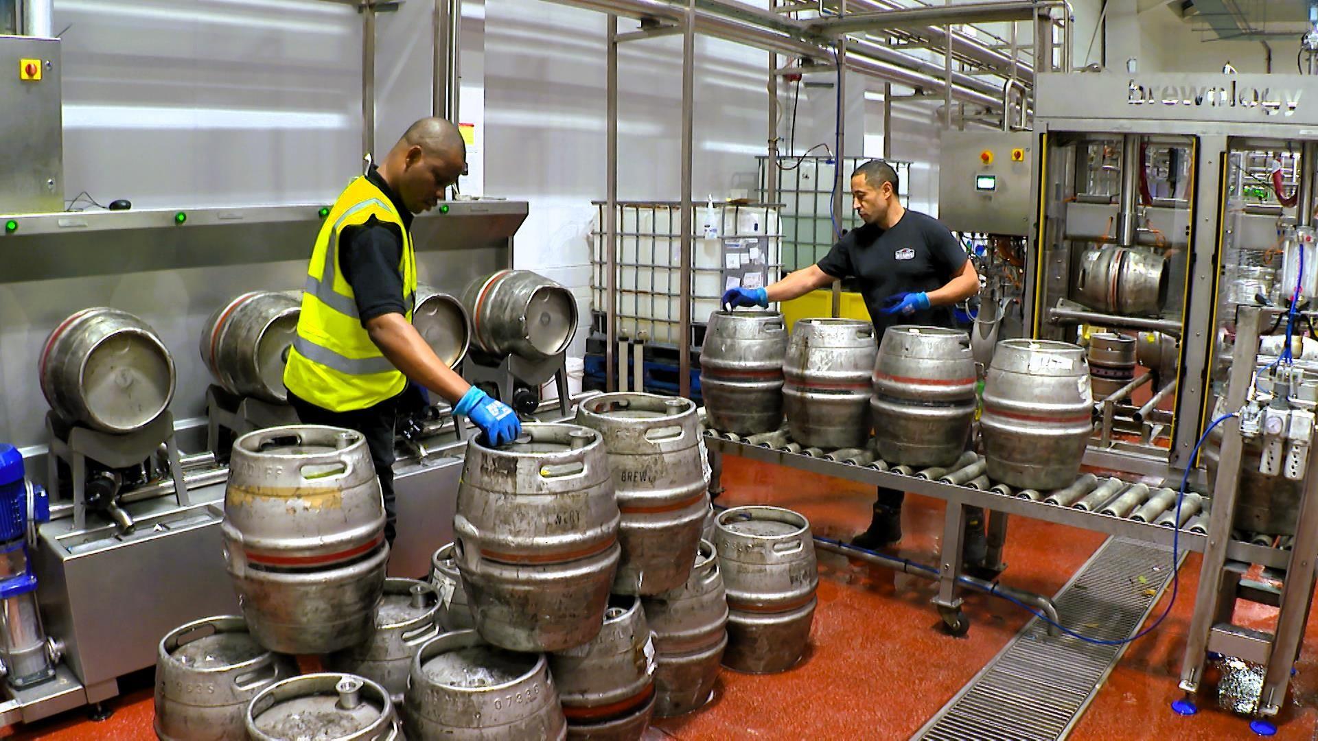 workers at Brains brewery