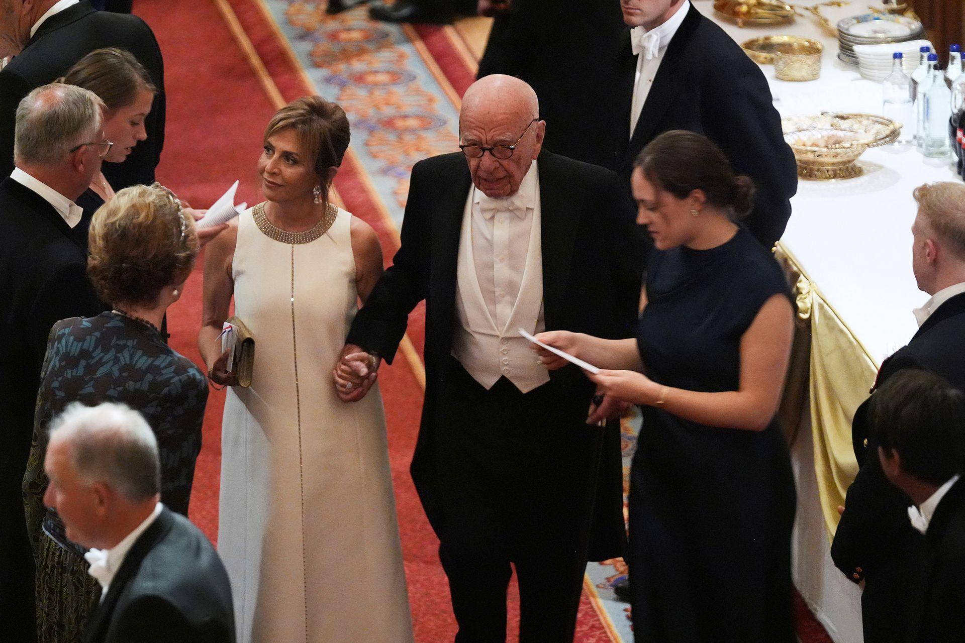 Australian businessman Rupert Murdoch and his companion Elena Zhukova arrive to attend a State Banquet at Windsor Castle