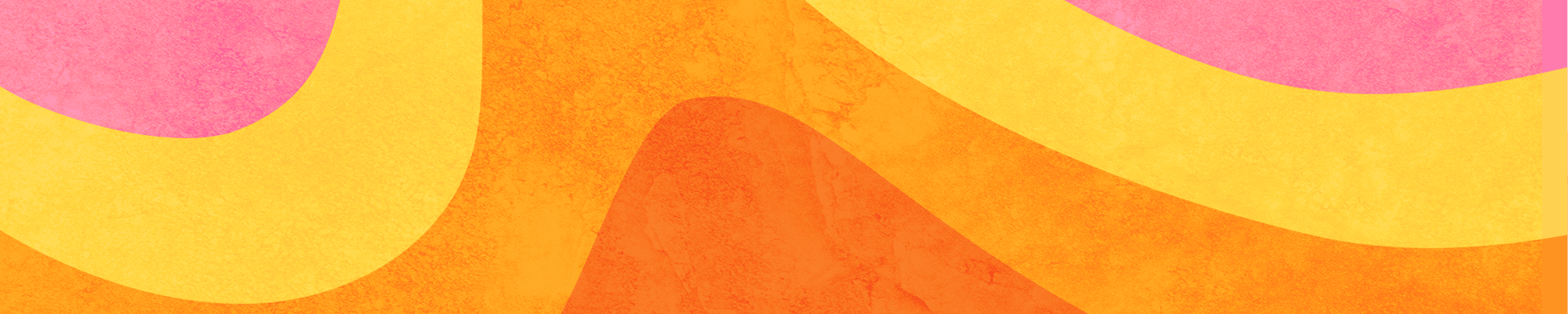 Thin, yellow, orange and pink banner promoting the Upbeat newsletter with a wave in different shades of colour in the centre.