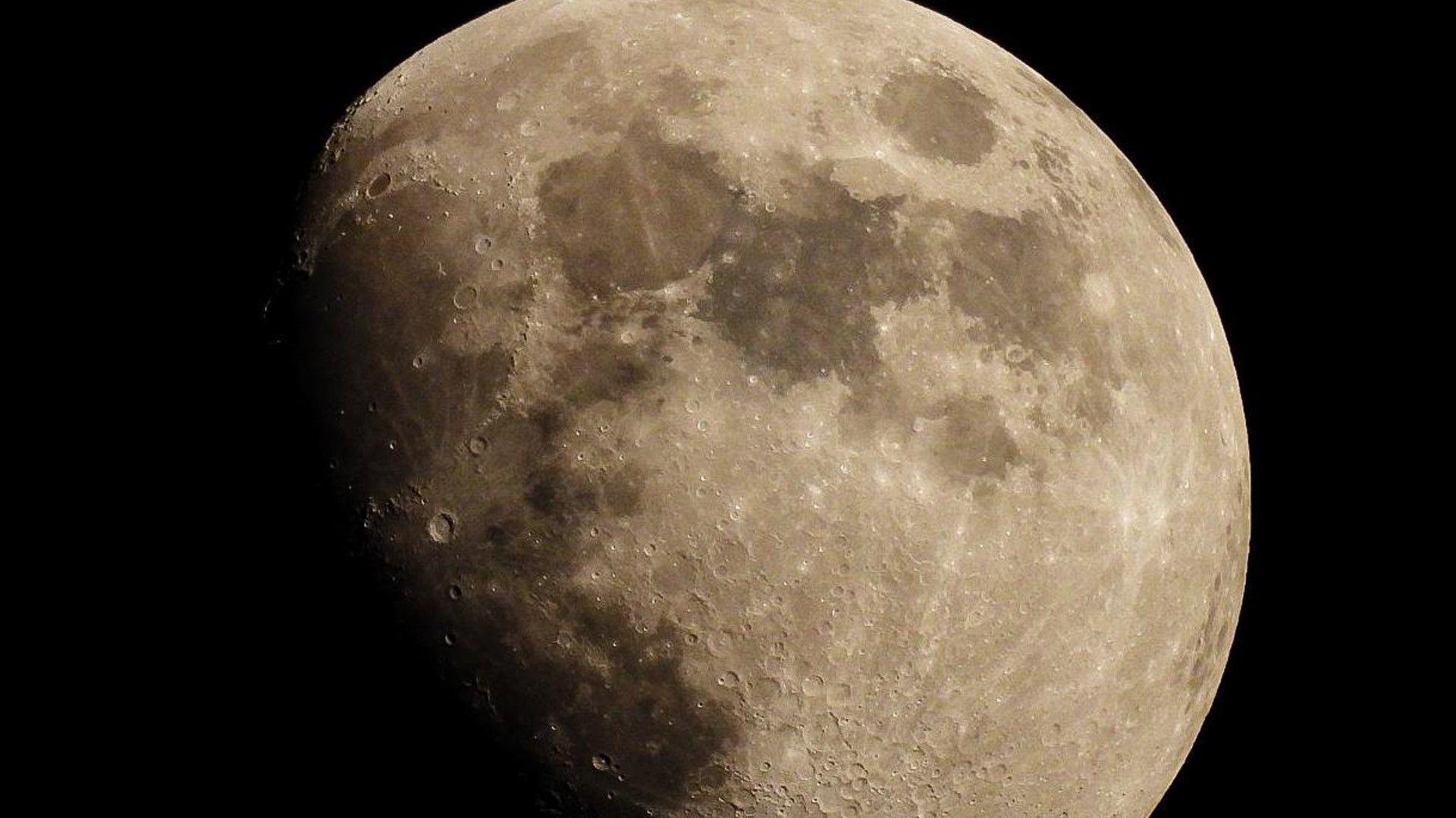 Close up photo of the Moon on a clear night in early March