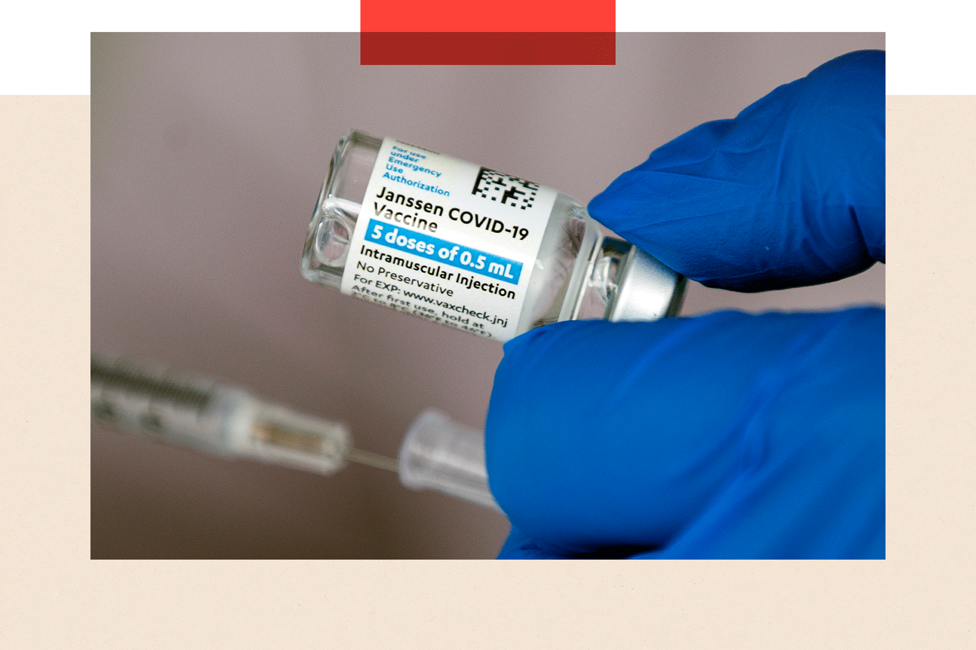 Medical staff member prepares shots of the Janssen (Pharmaceutical Companies of Johnson and Johnson) vaccine against Covid-19