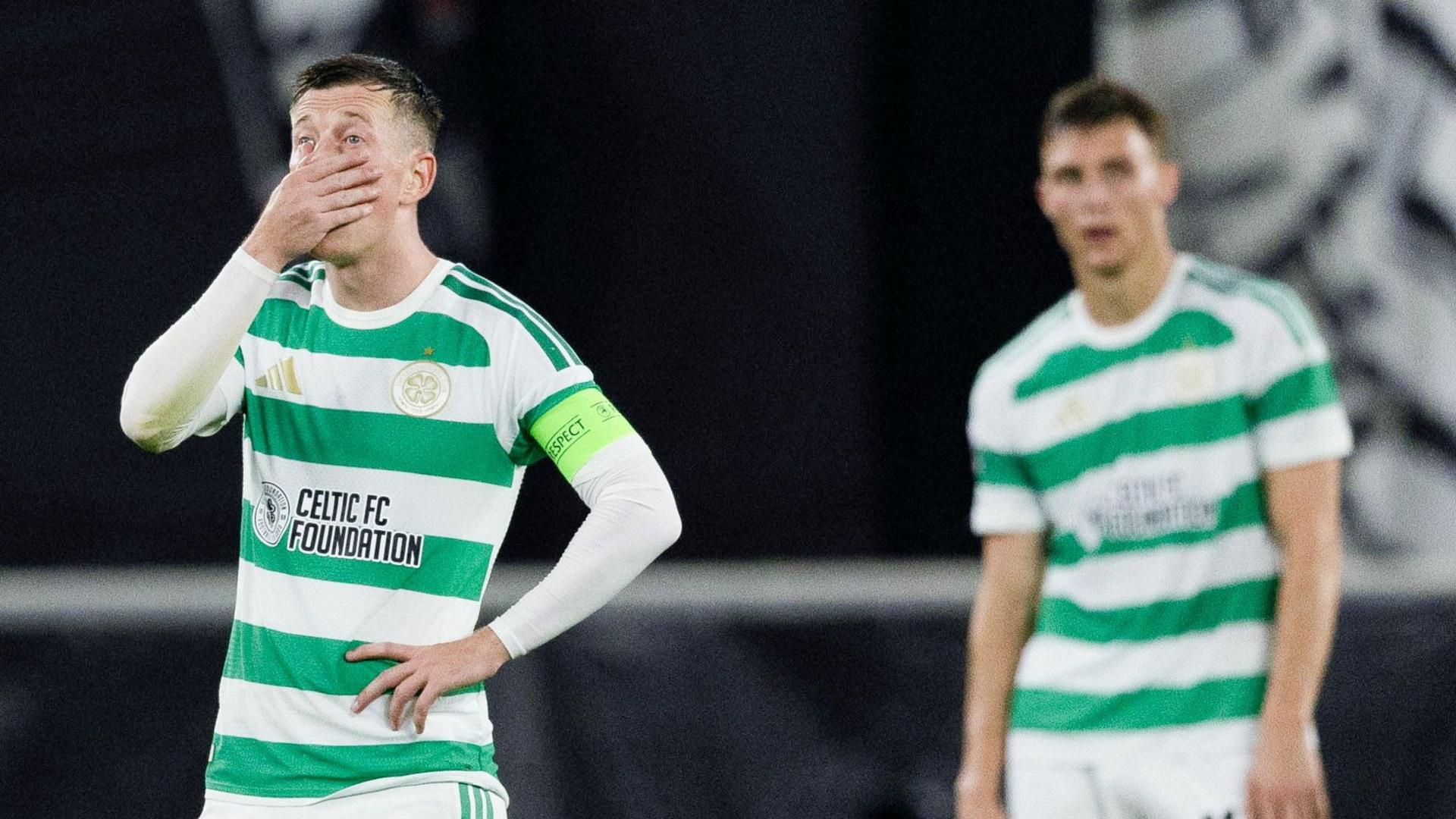 Celtic captain Callum McGregor looks dejected