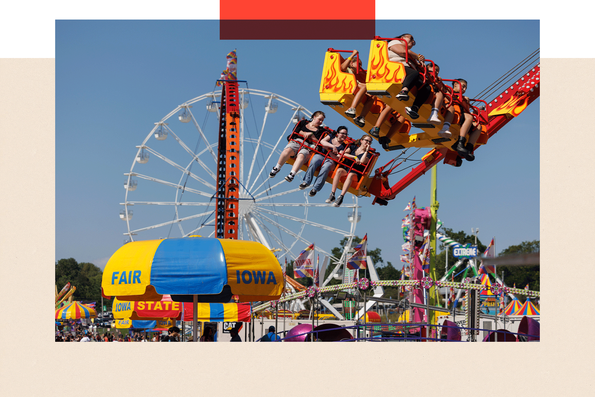 Fairground rides at the Iowa State Fair