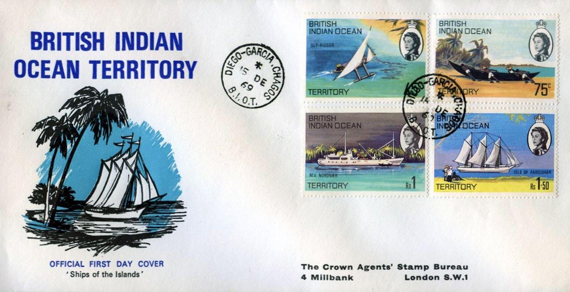 BIOT first day cover stamps issued in 1969