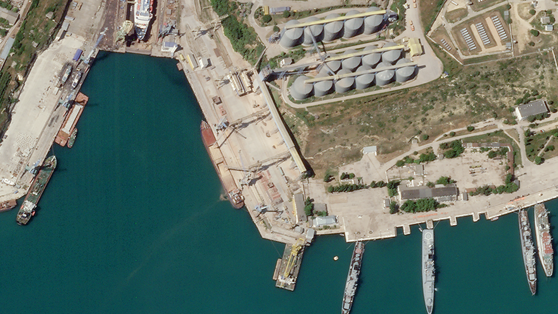 Vessel being loaded with grain in Sevastopol port