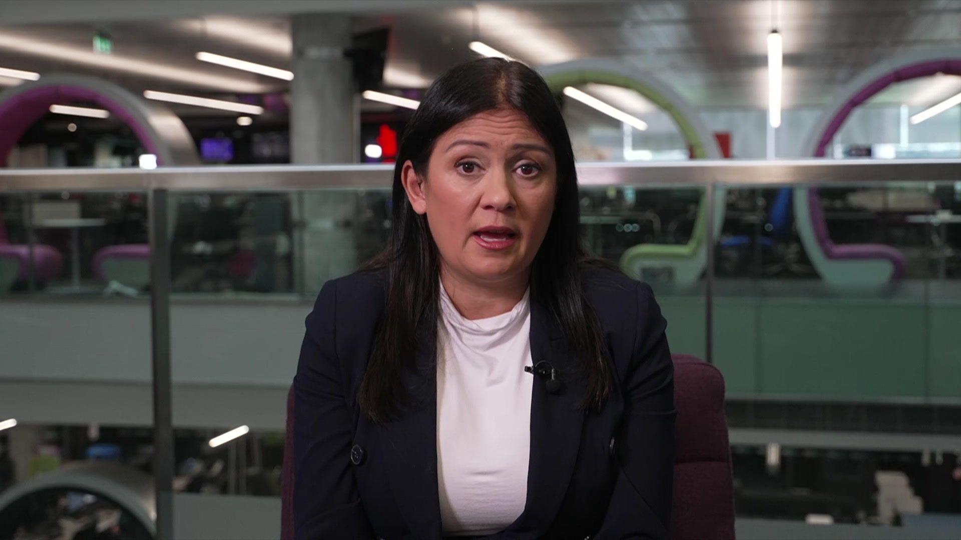 lisa nandy speaking to camera.