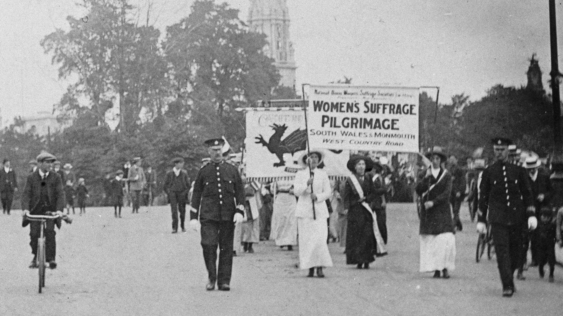 Suffragists from south Wales taking part in the Great Suffrage Pilgrimage, July 1913