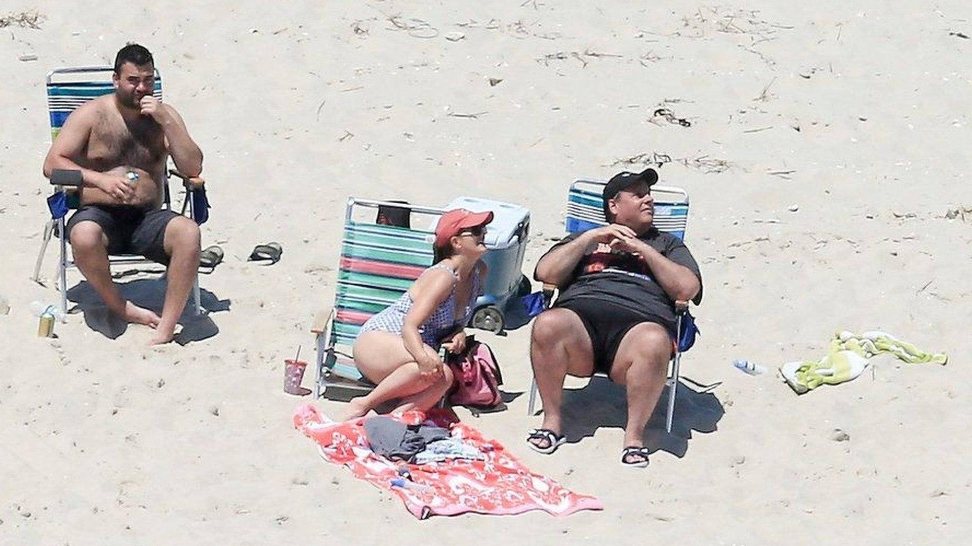 Chris Christie and family on New Jersey beach.