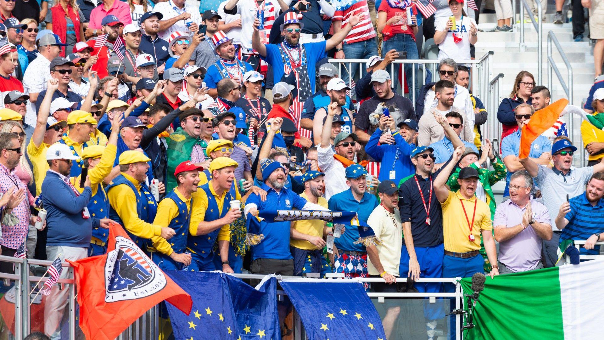 European Ryder Cup fans in among US supporters at Whistling Straits in 2021