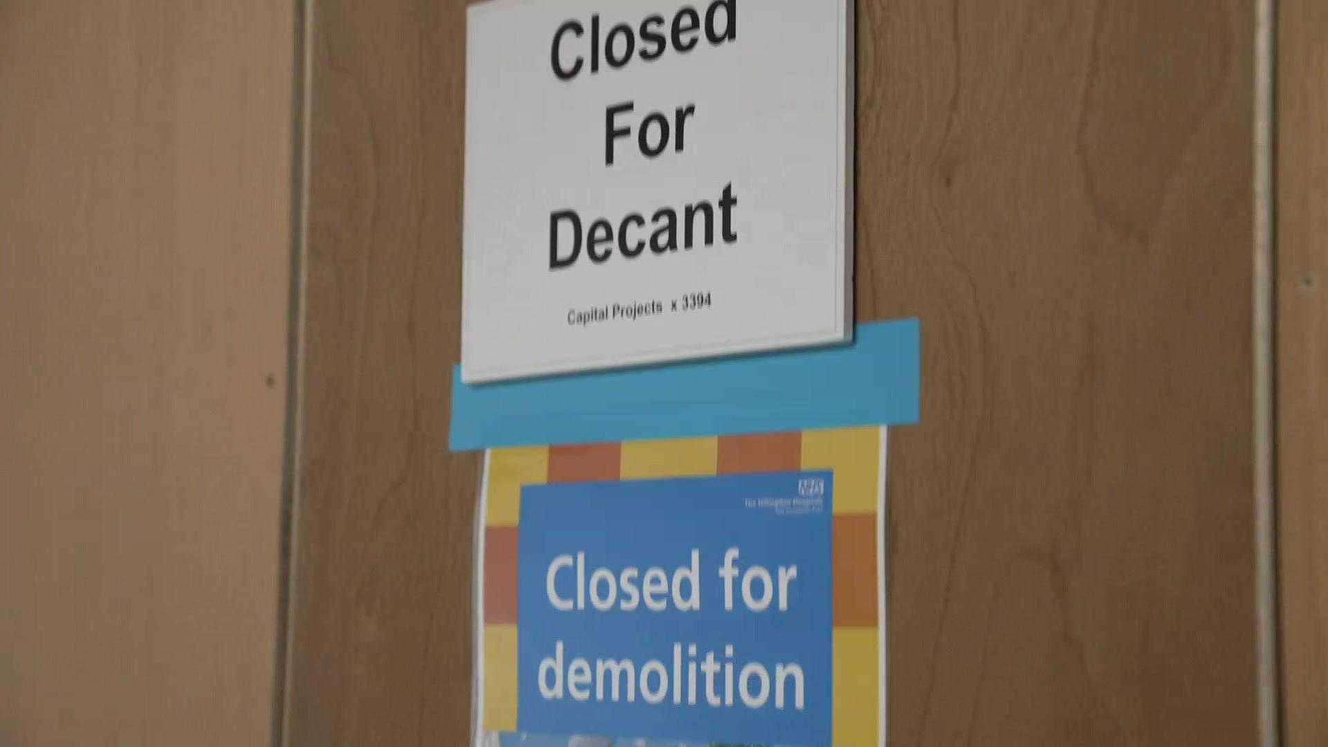 Signs saying "Closed for demolition" 
