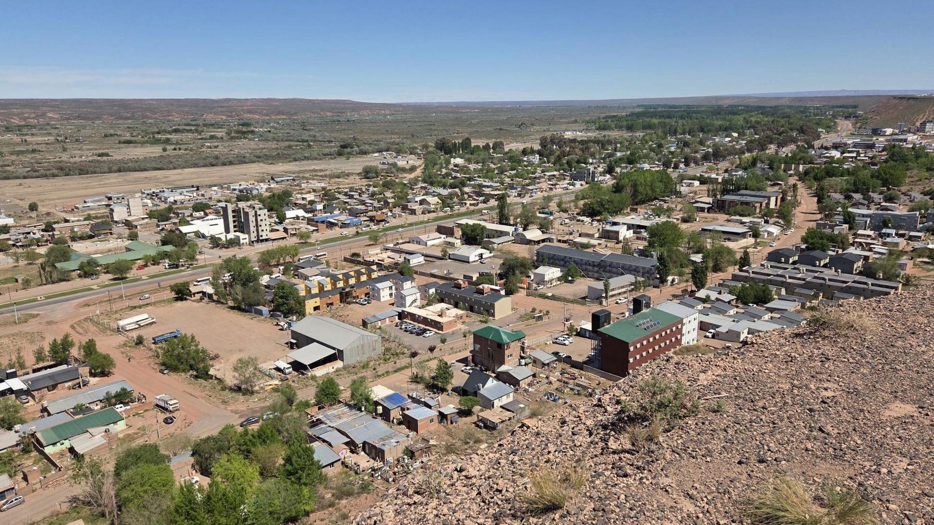 An aerial view of part of the town of Añelo