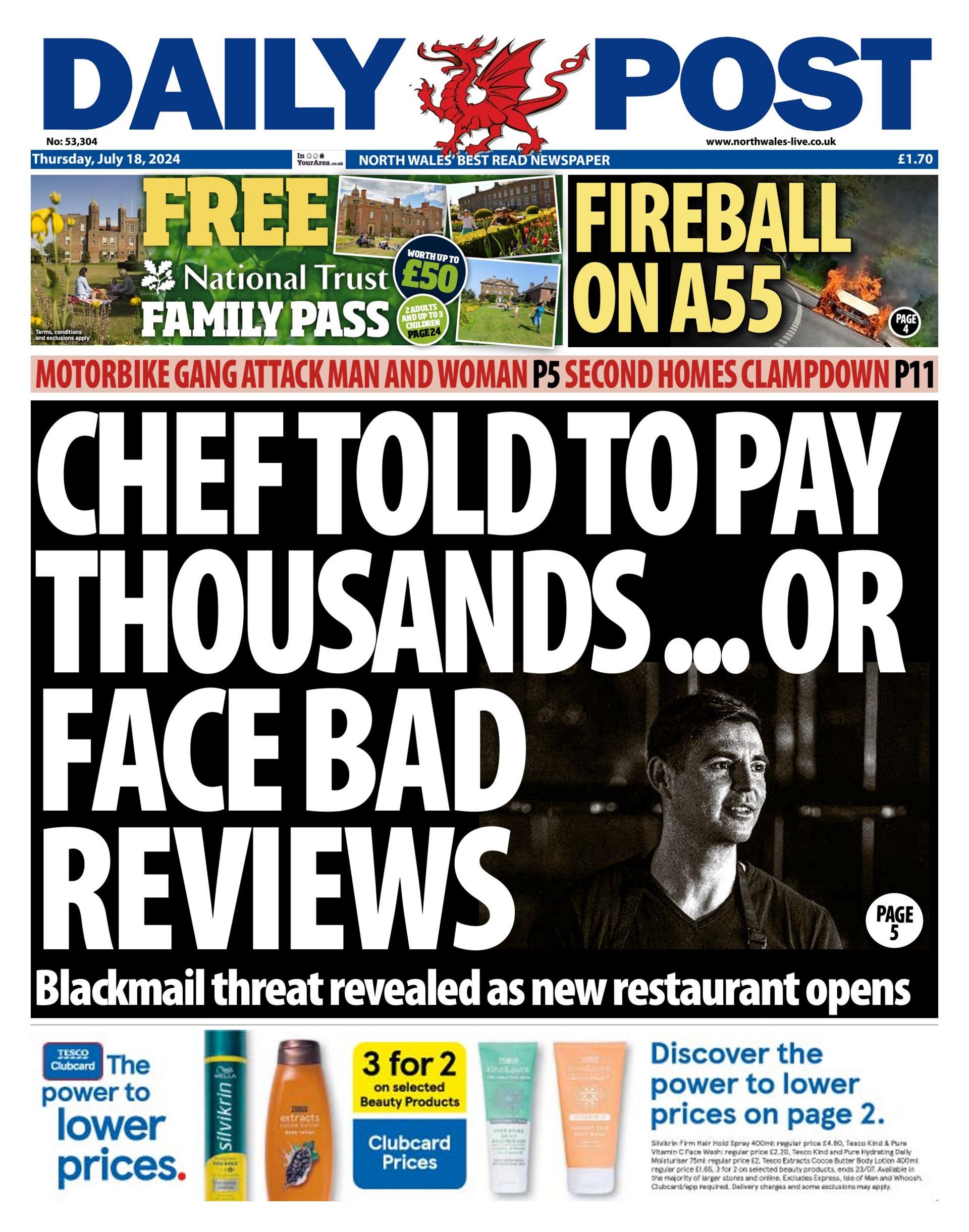 Front page of Daily Post