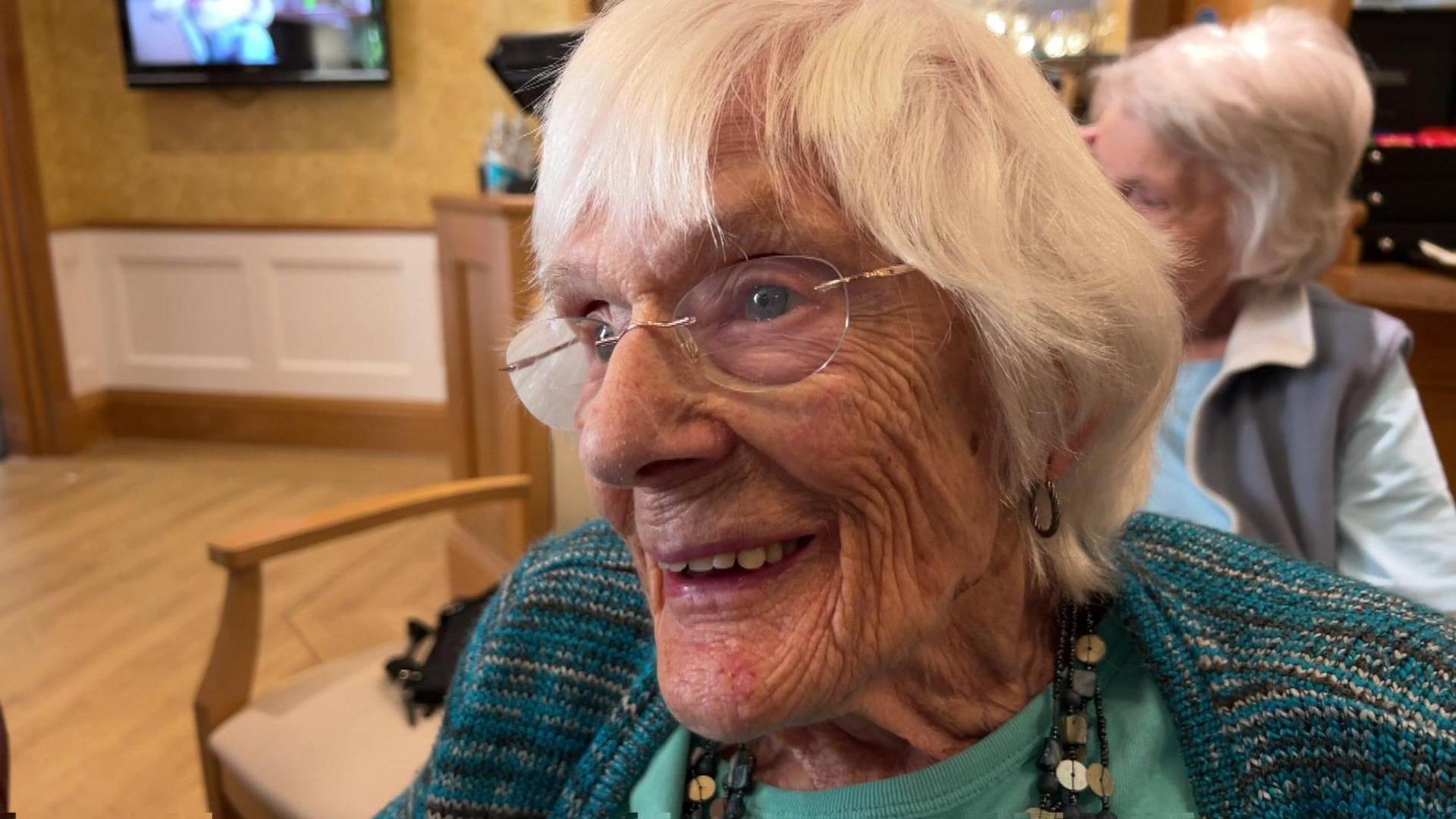 Mary, 100, at Headingley Hall in Leeds 