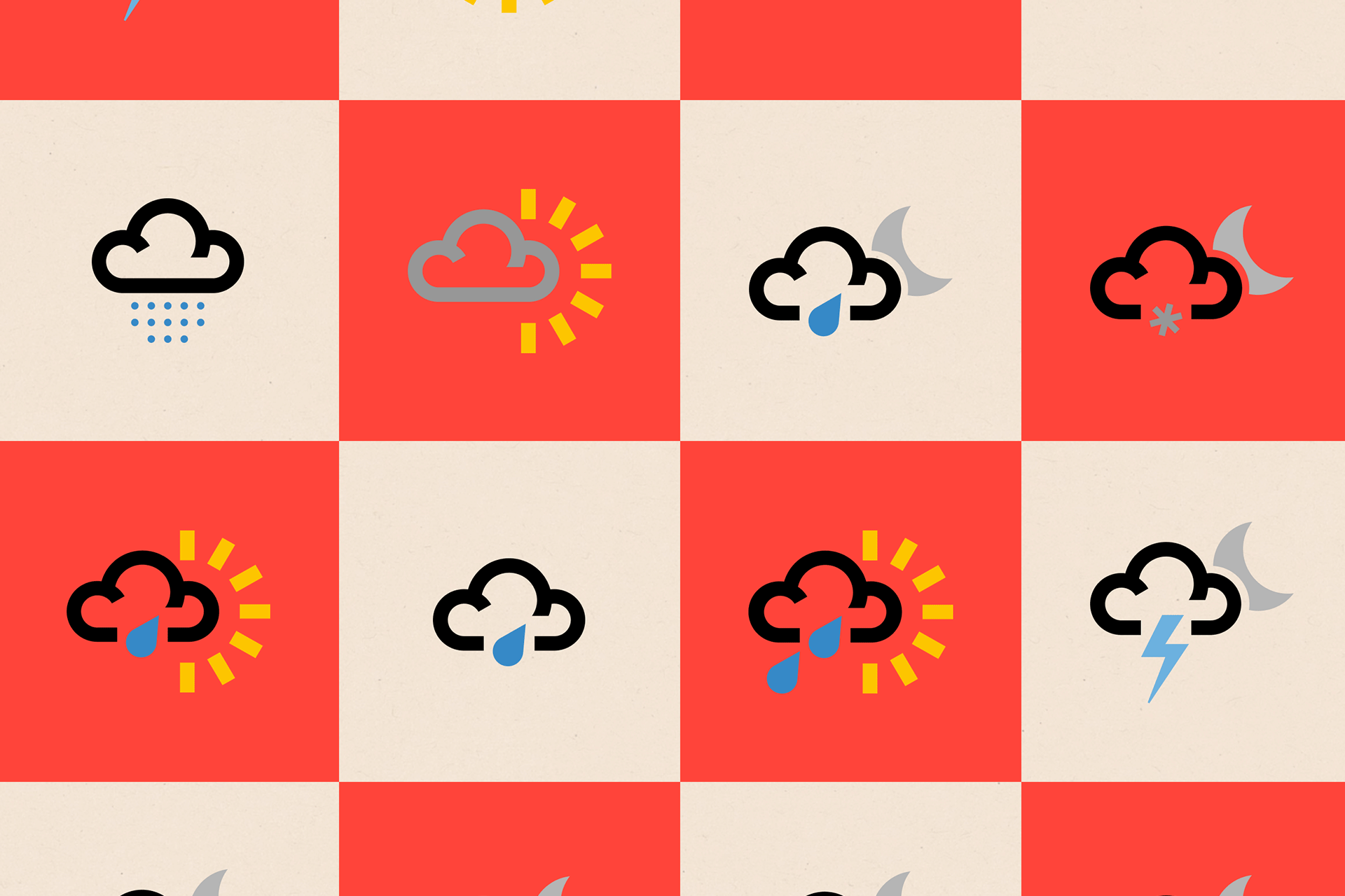 Graphic showing different weather symbols