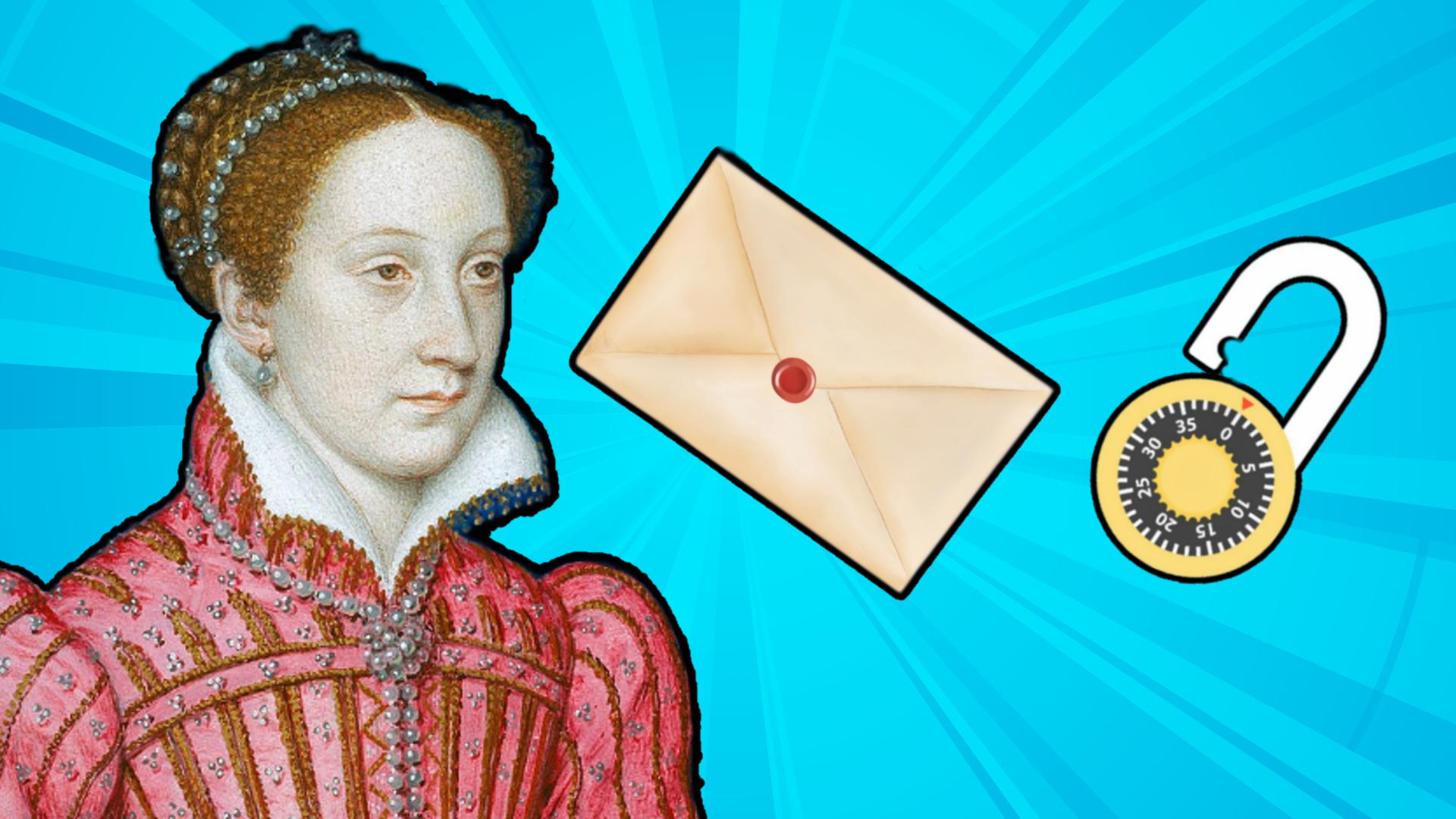 Mary Queen of Scots with a letter and a padlock