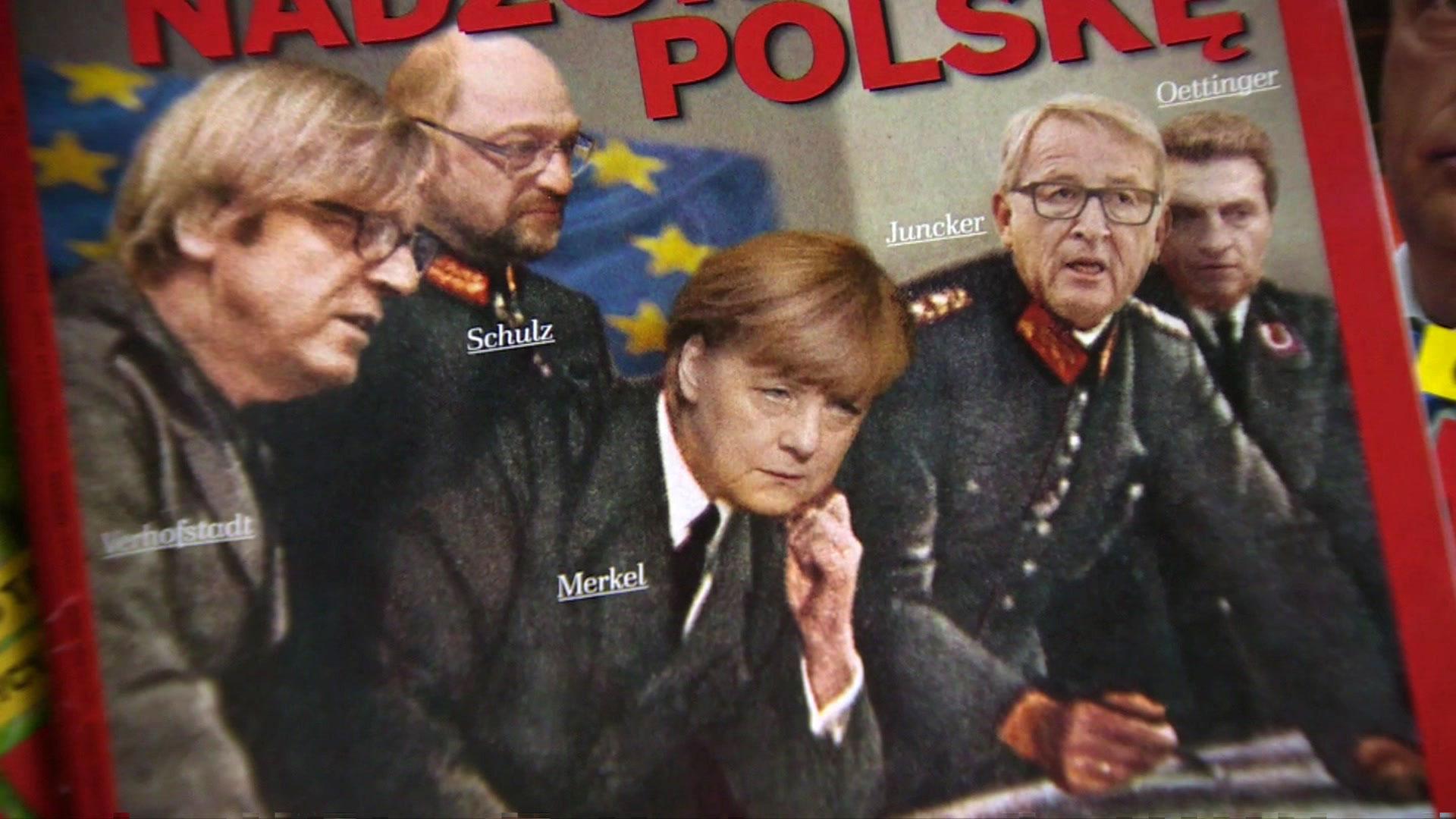 Cover of a magazine in Poland showing Angela Merkel and others