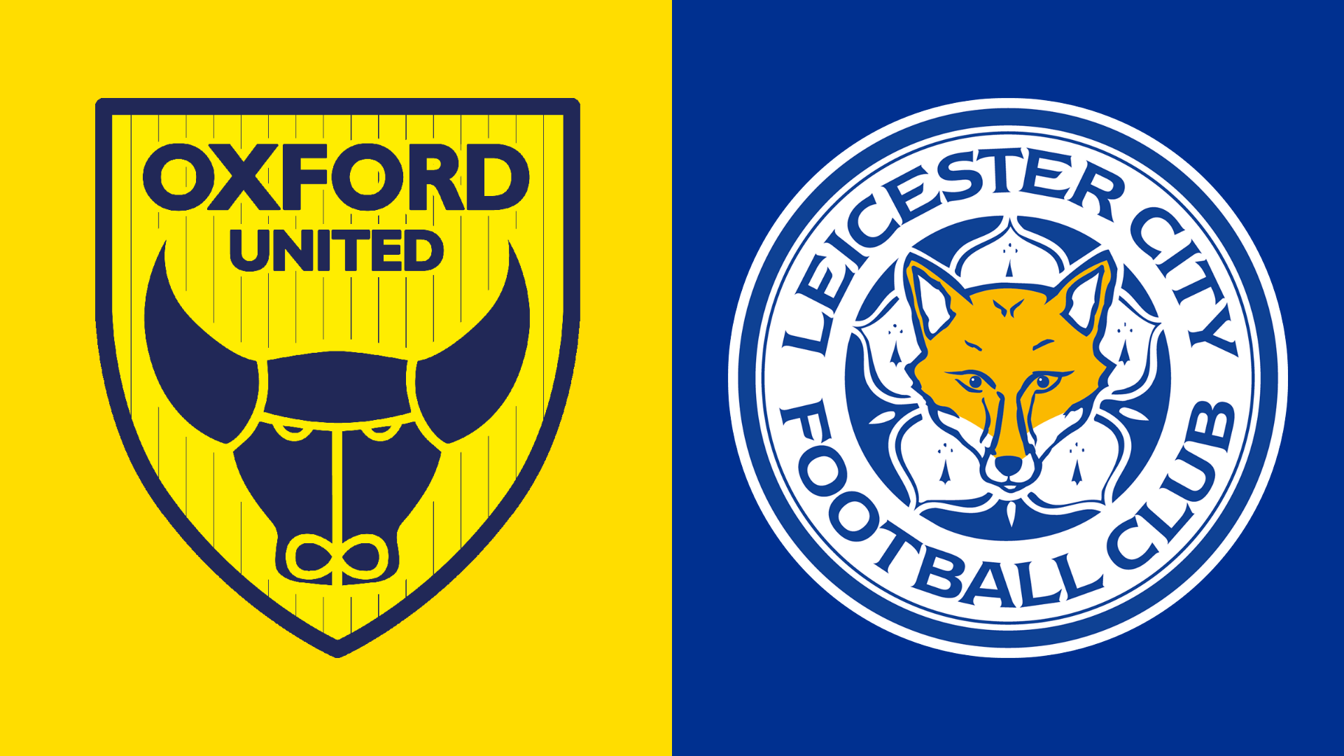 Side-by-side of Oxford United and Leicester City club badges