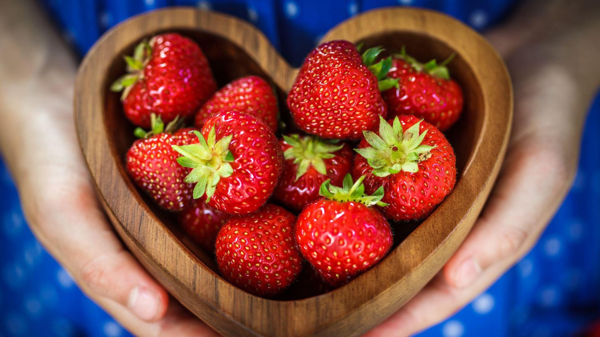 heart-shaped bowl of fruit