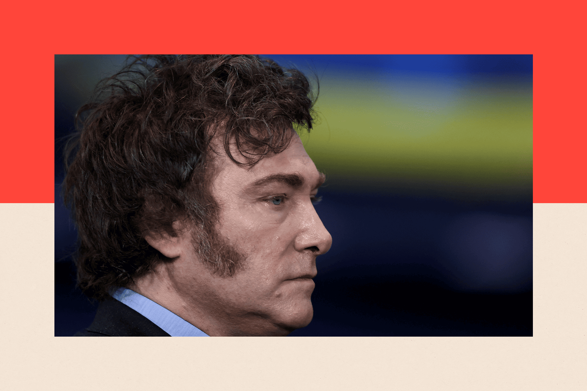 side profile shot of Javier Milei