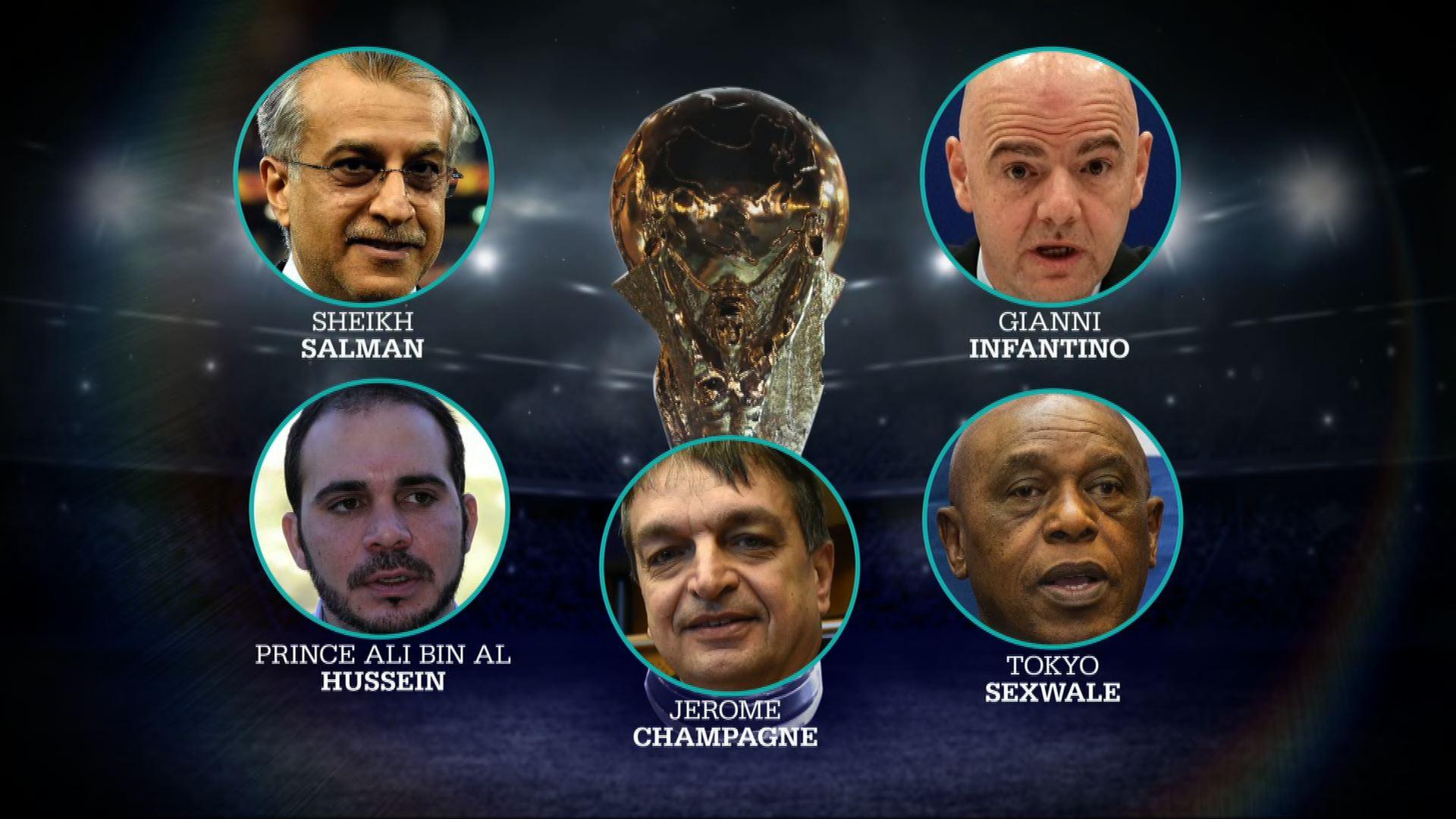 The five candidates who are in the running to replace Sepp Blatter as president of Fifa