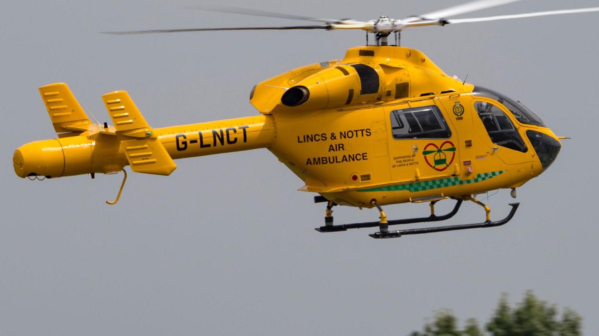 A Lincs and Notts Air Ambulance in flight