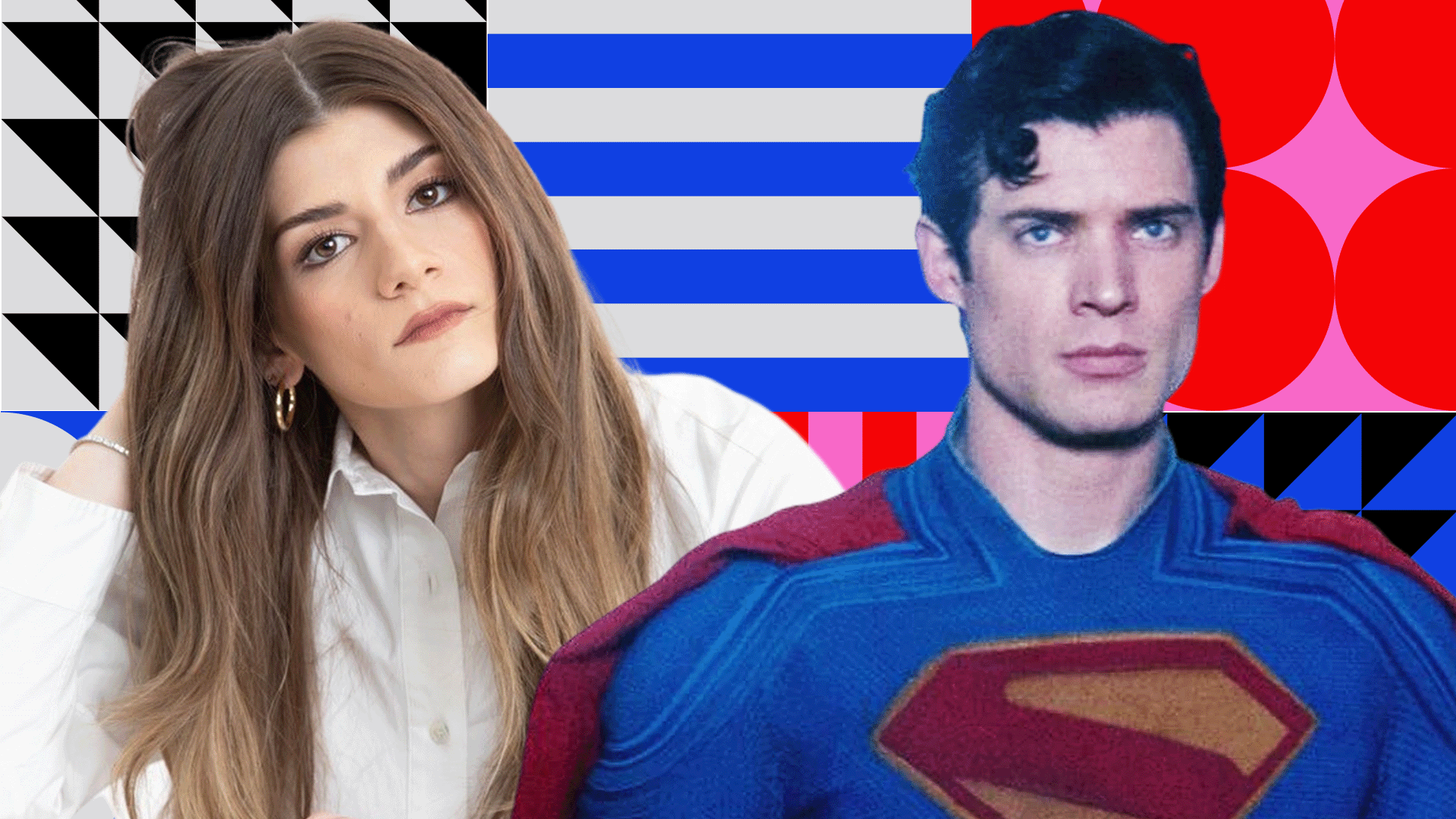 A composite image of Sydney Jo and Superman