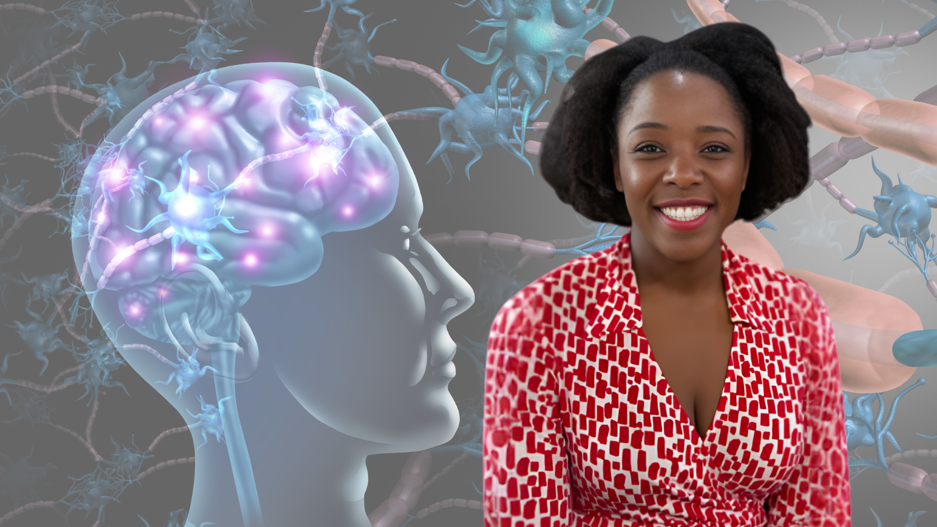 Image shows Expert Psychologist, Kimberley Wilson and a brain graphic
