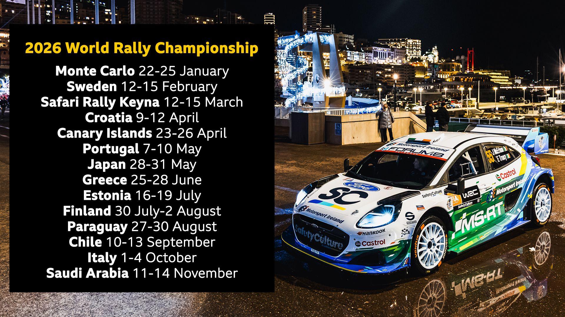 The 2026 World Rally Championship calendar