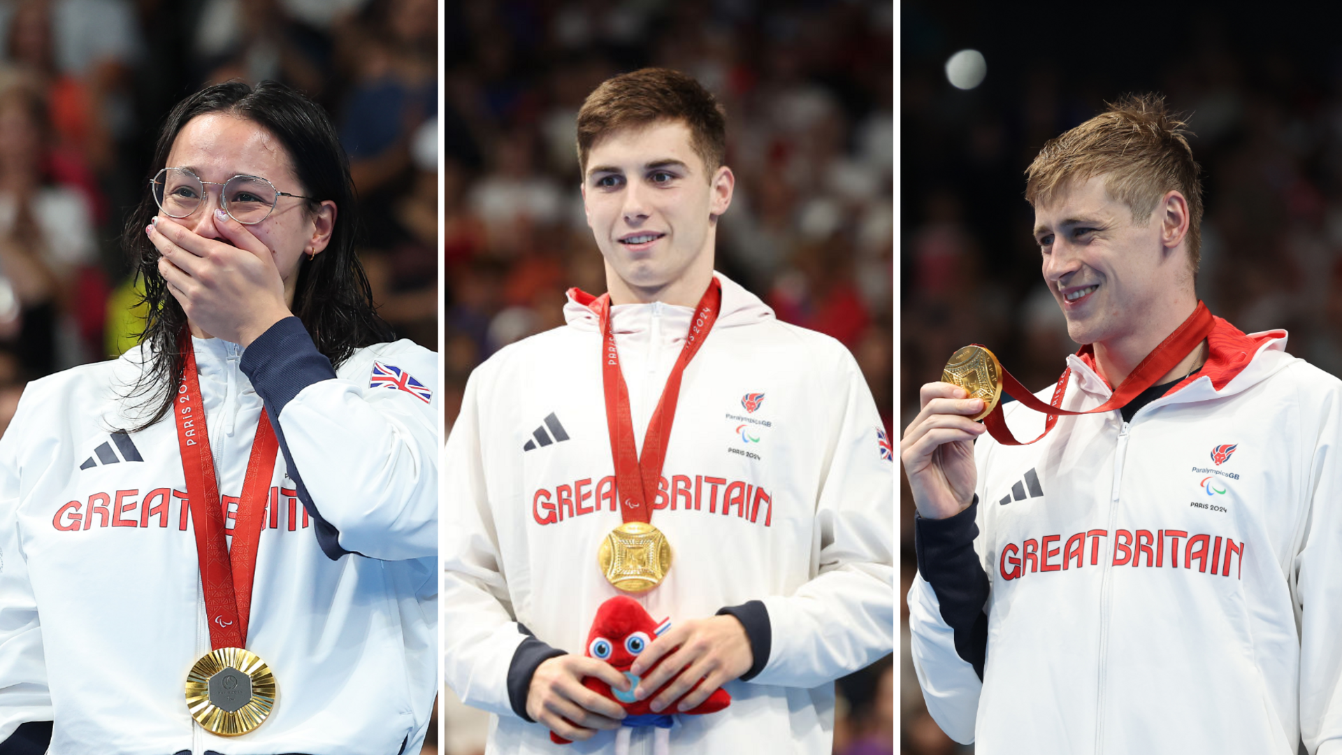 Alice Tai, William Ellard and Stephen Clegg with their gold medals