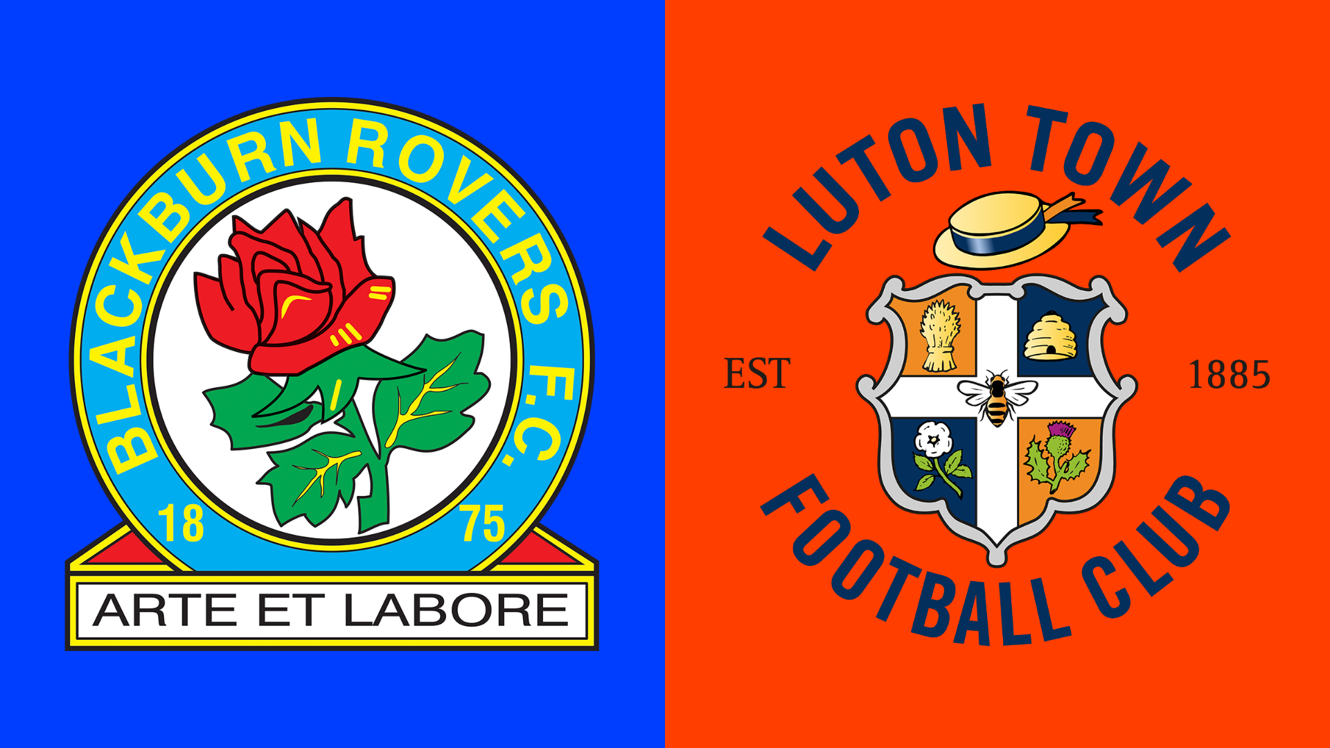 Blackburn Rovers and Luton Town club badges