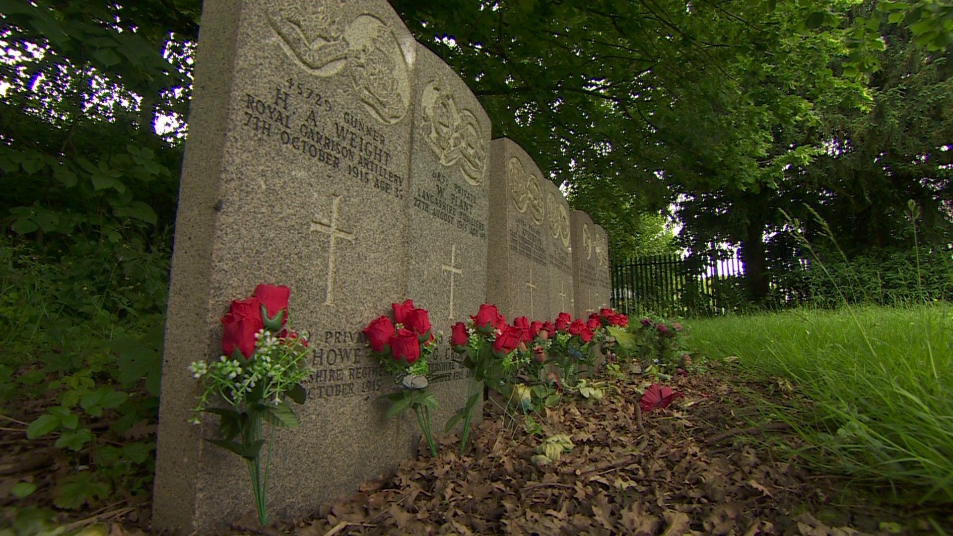 A row of six war graves at Hull's Western Cemetery