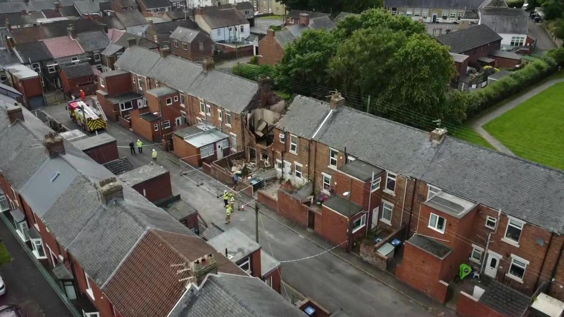 The damaged homes in Coronation Terrace, Willington