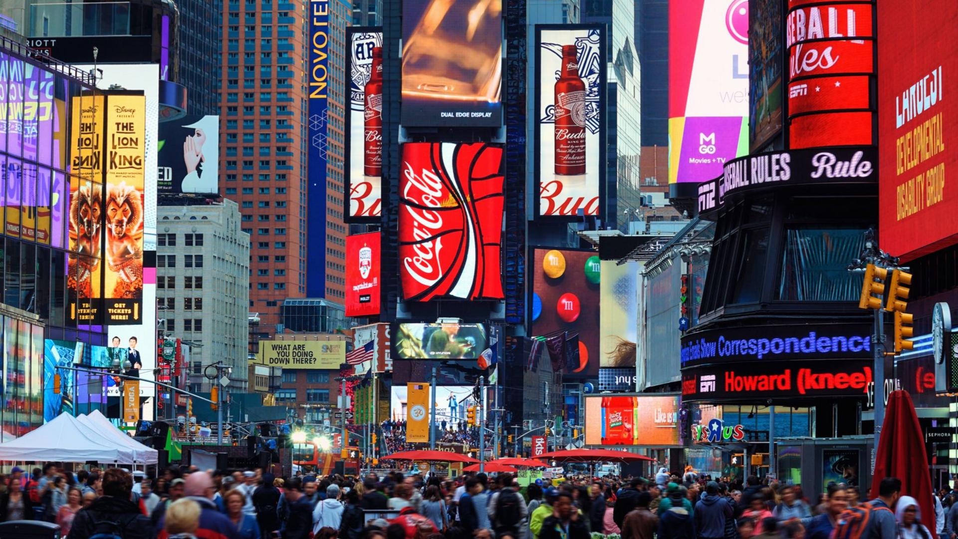 Times Square with all the colourful billboards
