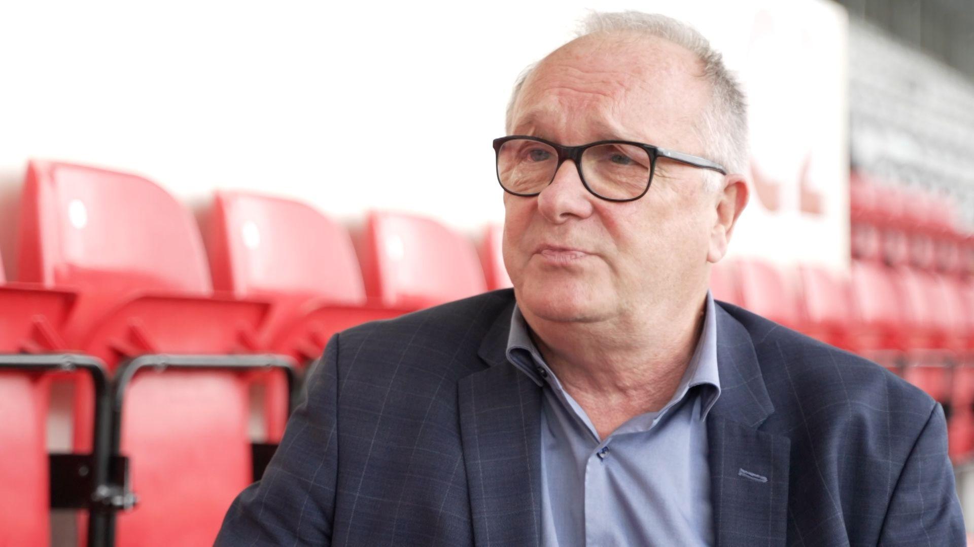 Former Morecambe co-chairman Rod Taylor sits in the stadium 