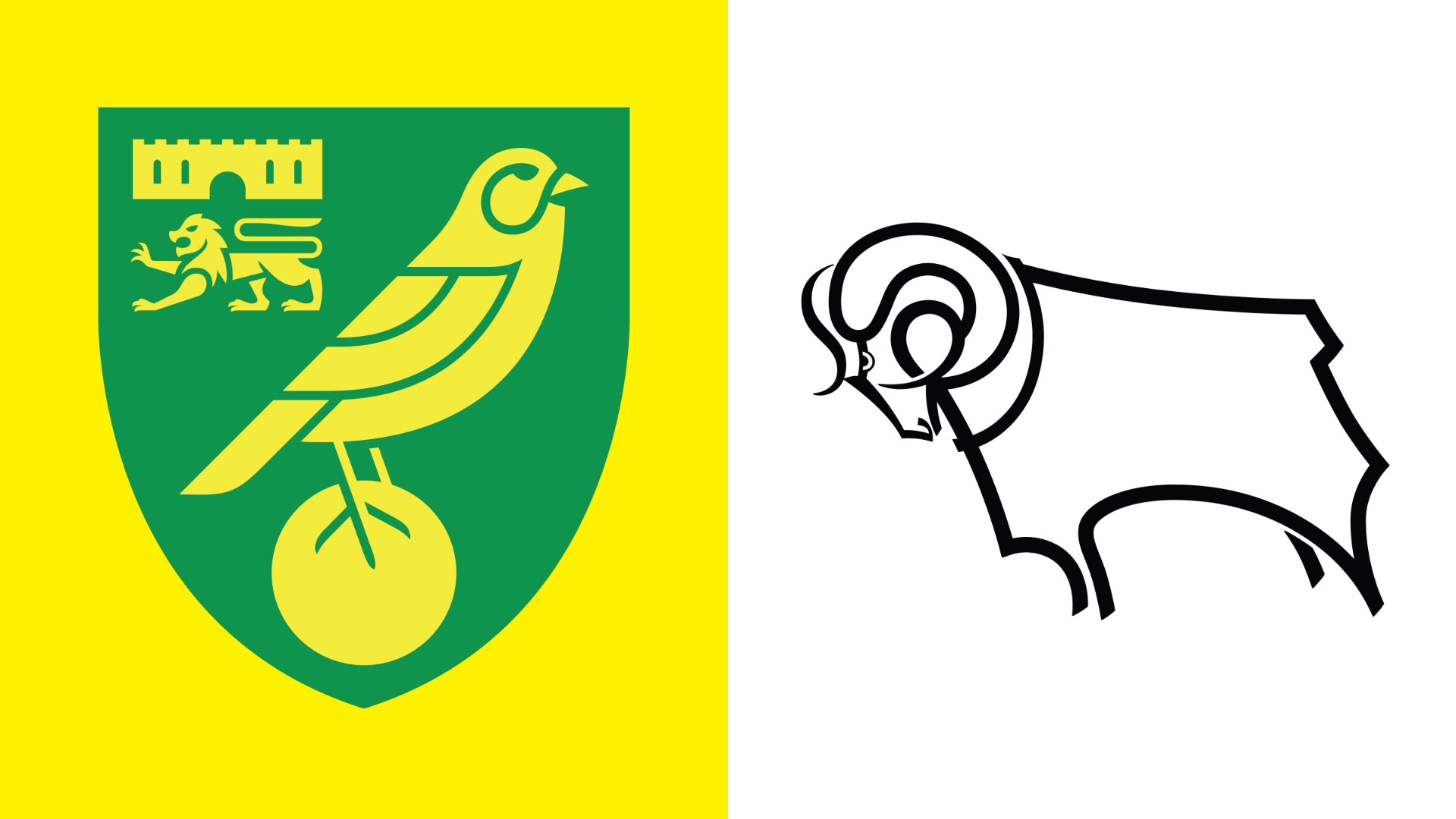 Norwich City and Derby County club badges